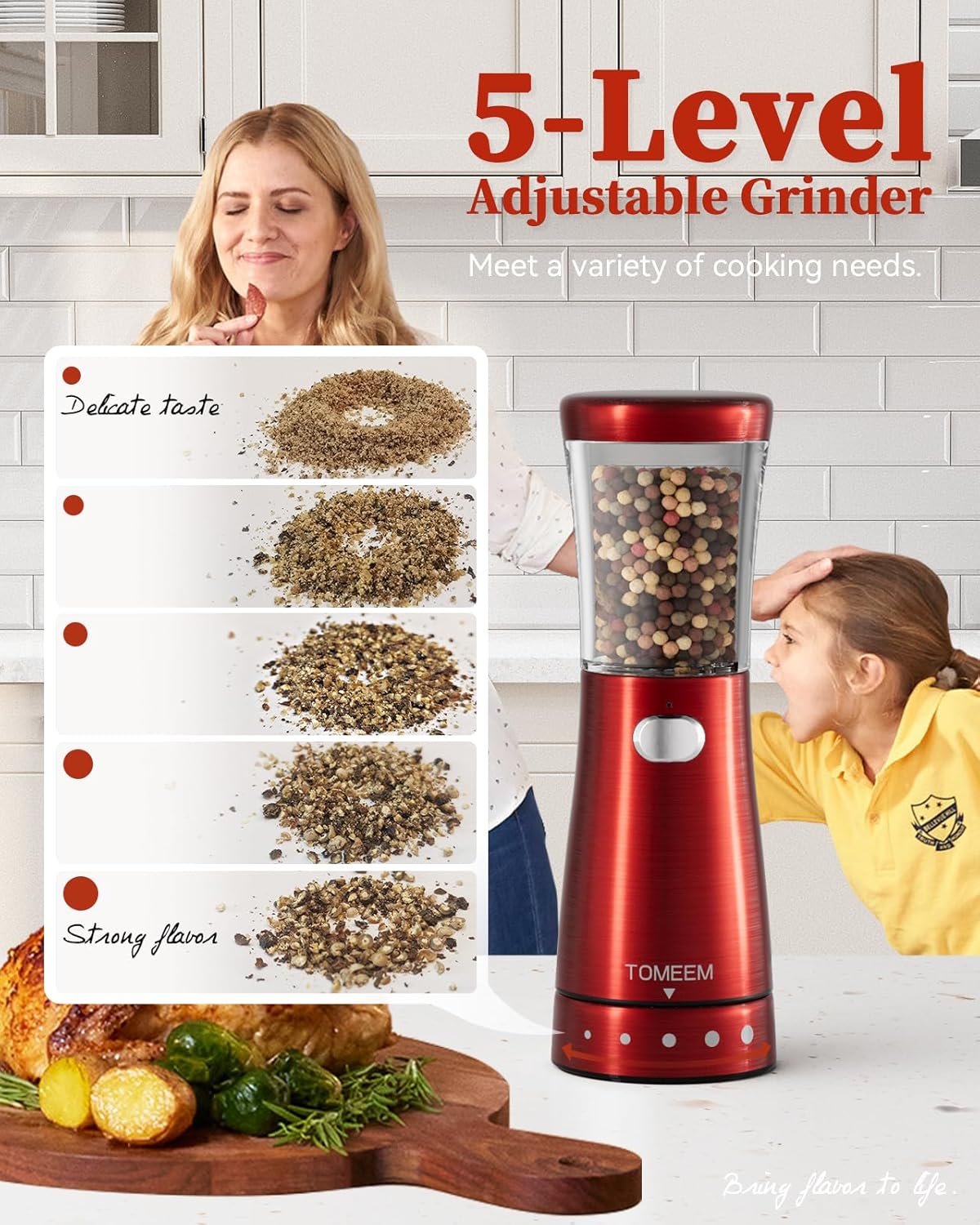 Electric Salt and Pepper Grinder Set with Storage Base, Stainless Steel Rechargeable Salt and Pepper Grinder Set with 4.5 oz Large Capacity, 1.8" Wide Mouth, Adjustable Coarseness, Ideal for Kitchen