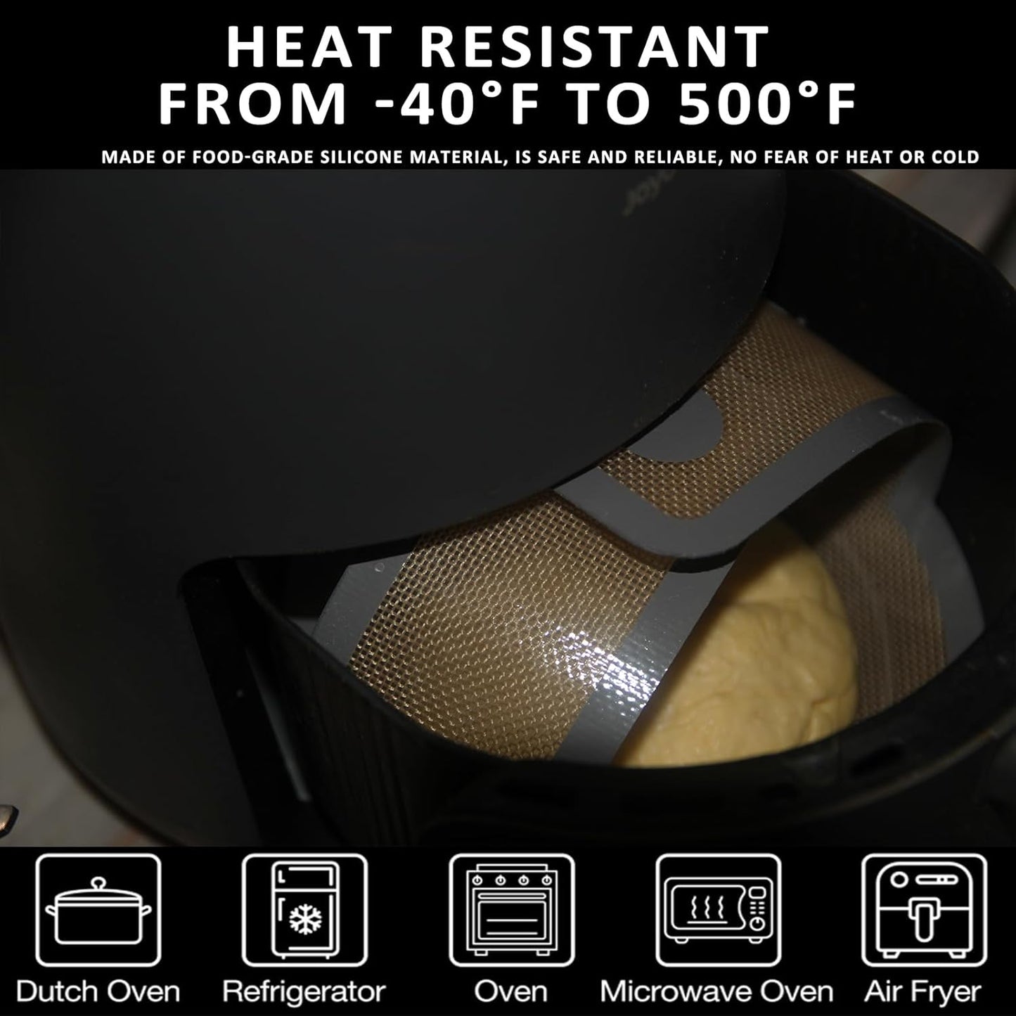 Silicone Bread Sling Oval and Round for Dutch Oven, KITMAL Non Stick Reusable Silicone Baking Mat with Long Handles Sourdough Bread Baking Supplies and Making Tools, Gray