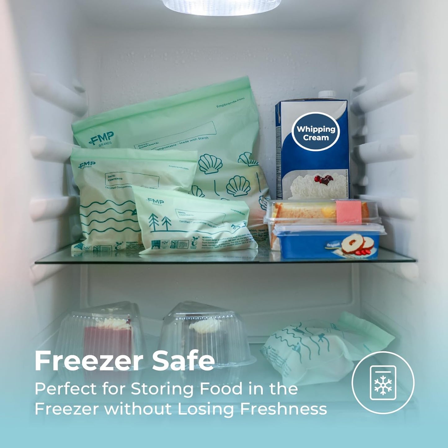 Fit Meal Prep 100% Compostable Food Storage Bags Set, Resealable Bags Plant-Based Freezer Bag for Food, ASTM D6400, US BPI & EU OK Compost Certified