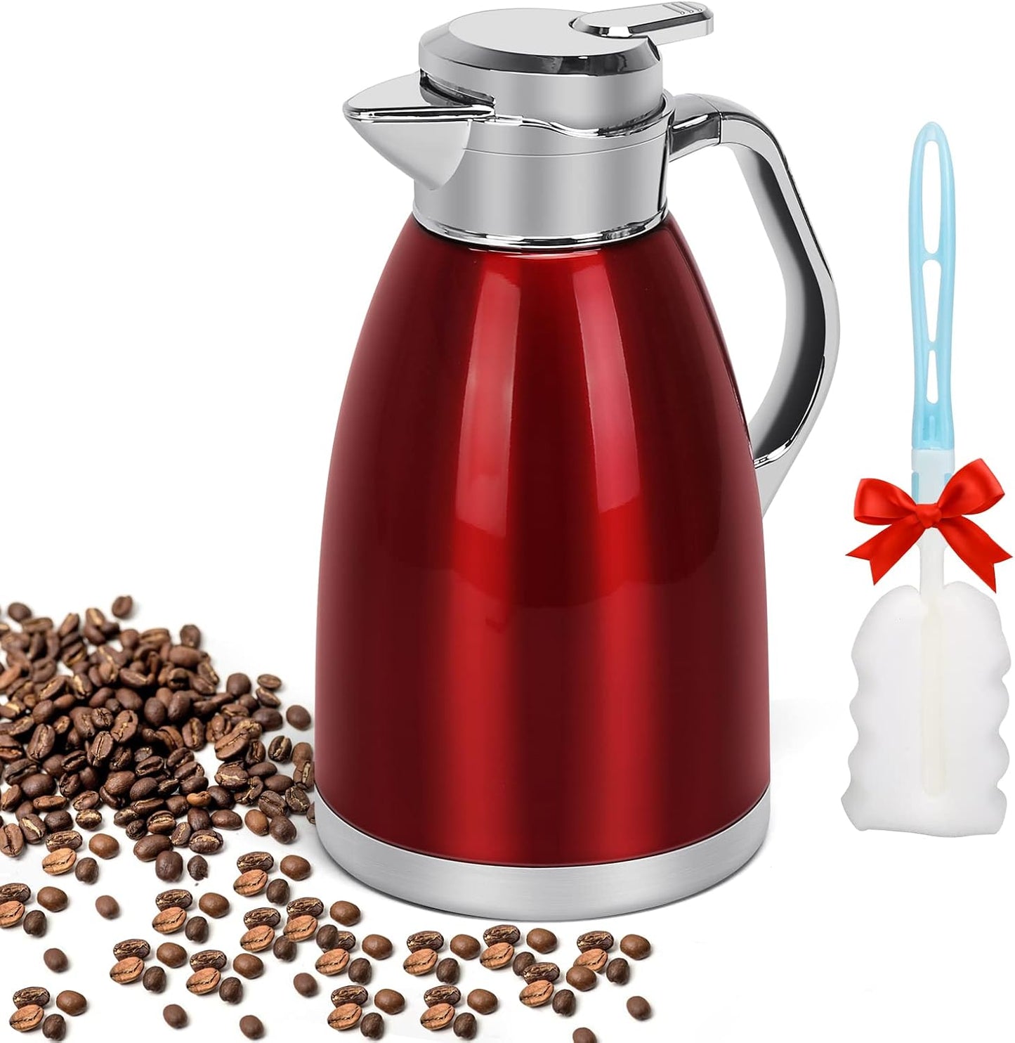 Coffee Carafes for Keeping Hot, ShineMe Stainless Steel Thermal Coffee Carafe, Double Walled Vacuum Coffee Pot, 61oz(1.8L) Insulated Hot Water & Coffee Dispenser, 12H Heat/24H Cold Retention