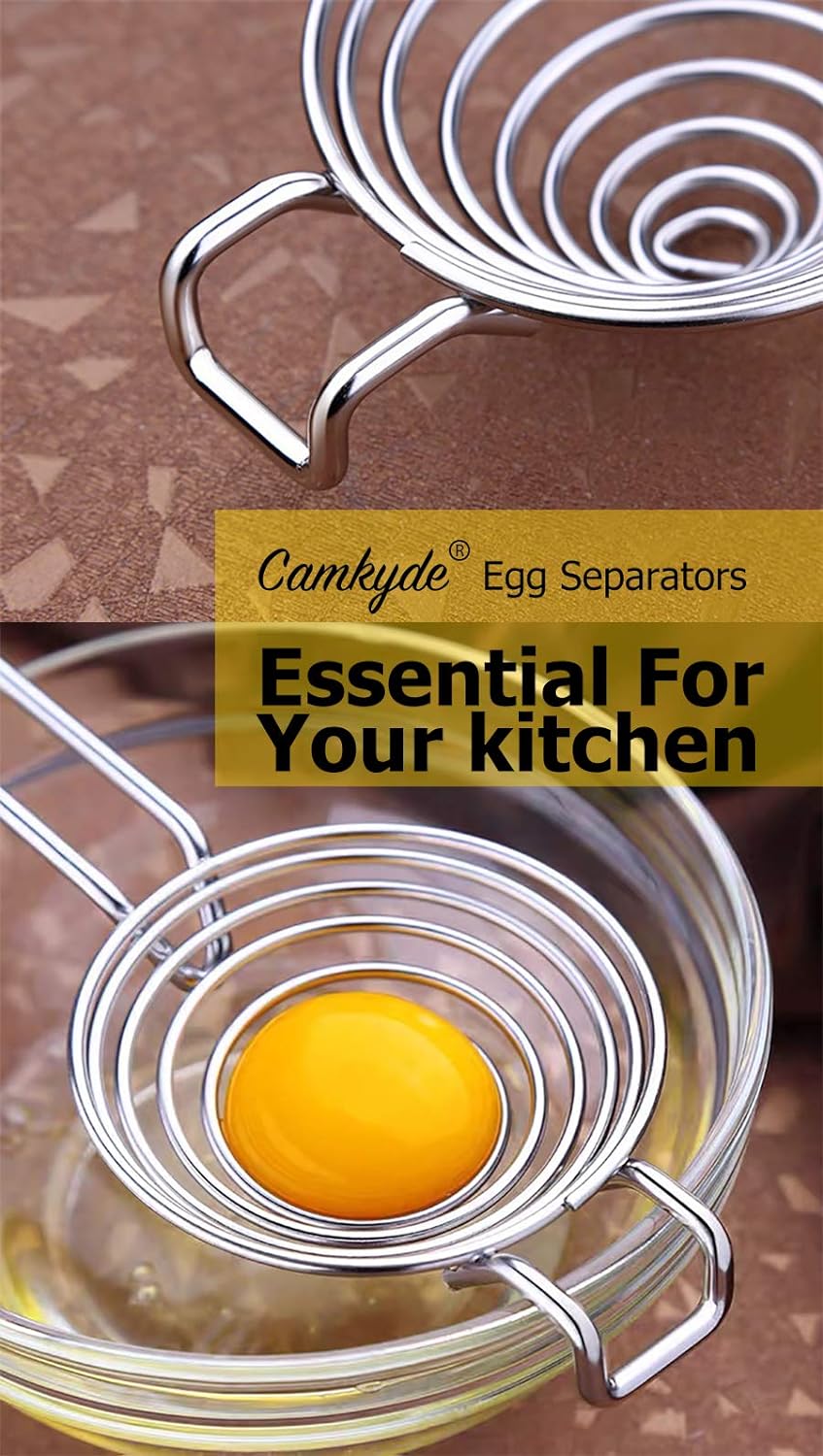 CAMKYDE Egg Separator Food Grade Stainless Steel Egg Yolk White Separation Tool (Black)