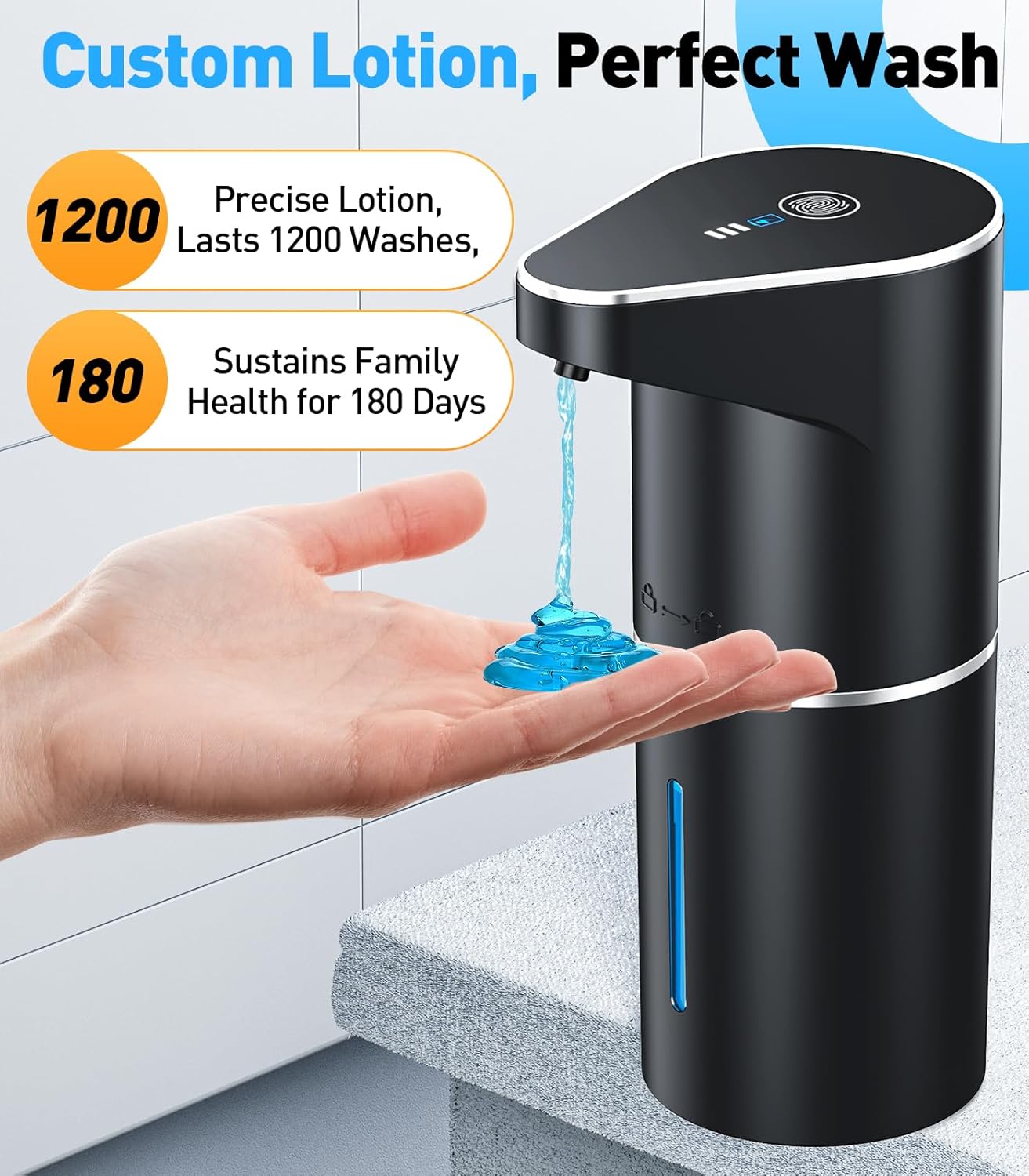 Automatic Soap Dispenser,Touchless Hand Wall Mount Rechargeable 3 Gear Adjustable Electric Soap Dispenser 350ml with Infrared Motion Sensor for Bathroom,Kitchen,Office, Black