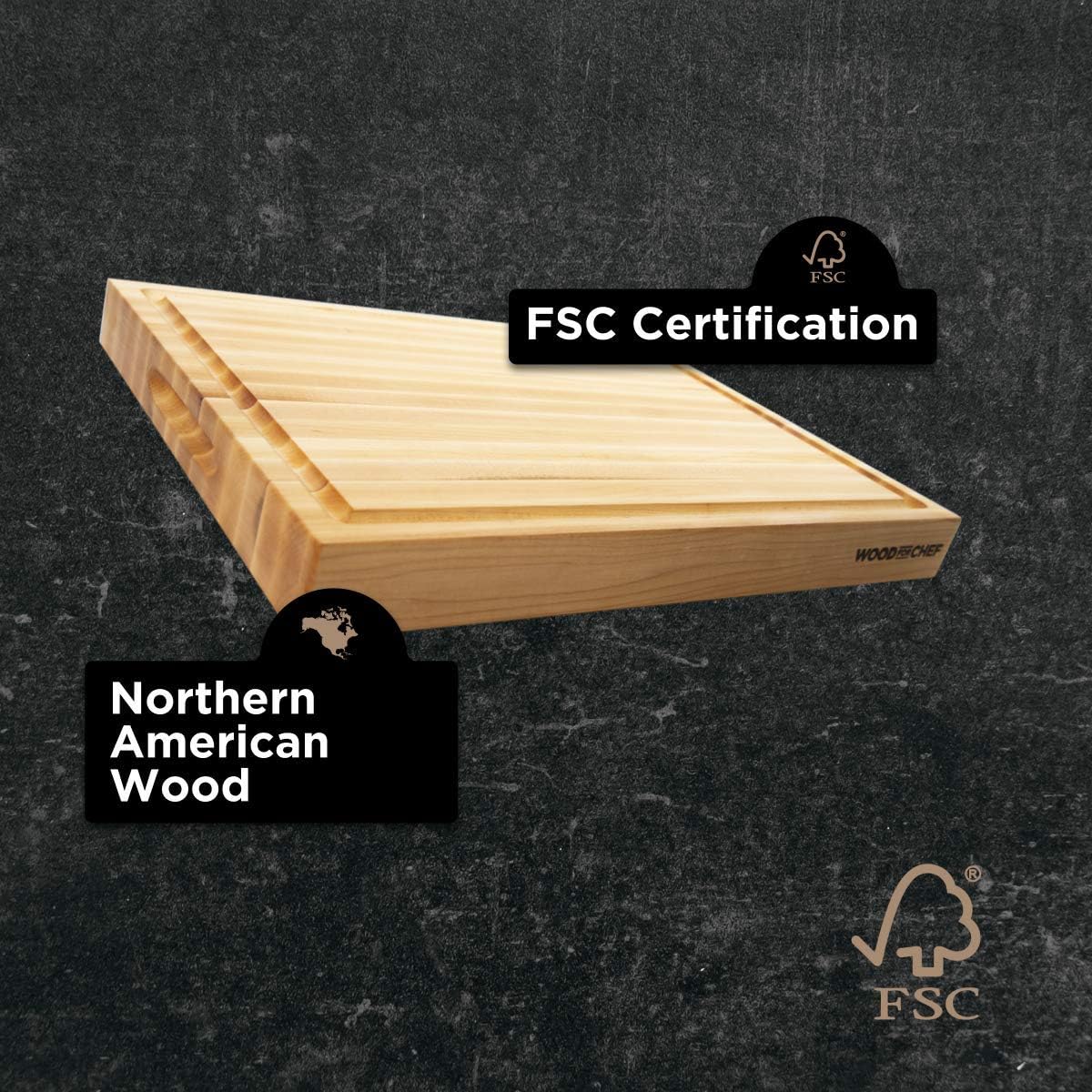 Extra Large XL Cutting Board from North American Maple - Heavy Reversible Butcher Block with Juice Groove for Cutting Meat and Juicy Veggies Easily - Maple Chopping Board - 24x18x1.5 inches