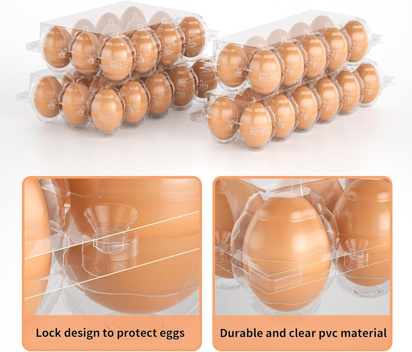 100 Pack Egg Cartons Cheap Bulk 12 Count Clear Plastic Egg Containers for Chicken Eggs, Reusable Egg Holder for Home Ranch Farm Commercial Market Display, Plastic Egg Packaging for Craft Projects