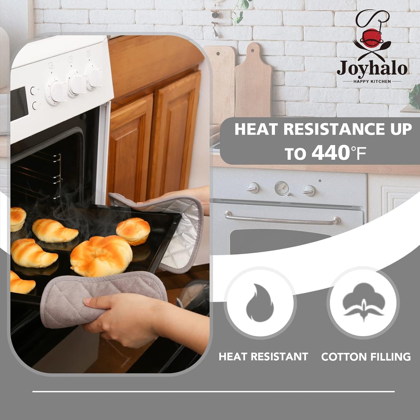 Joyhalo 4 Pack Pot Holders for Kitchen,Cotton Oven Holder with Great Heat Resistance,Non Slip Hot Pads for Kitchen Clearance,Grey