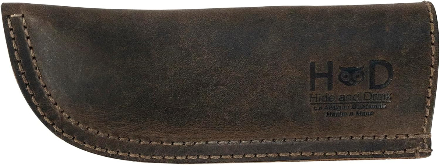 Hide & Drink, Full Grain Leather Hot Handle, Cast Iron Protector, Panhandle Potholder, Double Layered, Double Stitched, Slides On/Off Easily onto Metal Skillet Grips, Handmade, Espresso