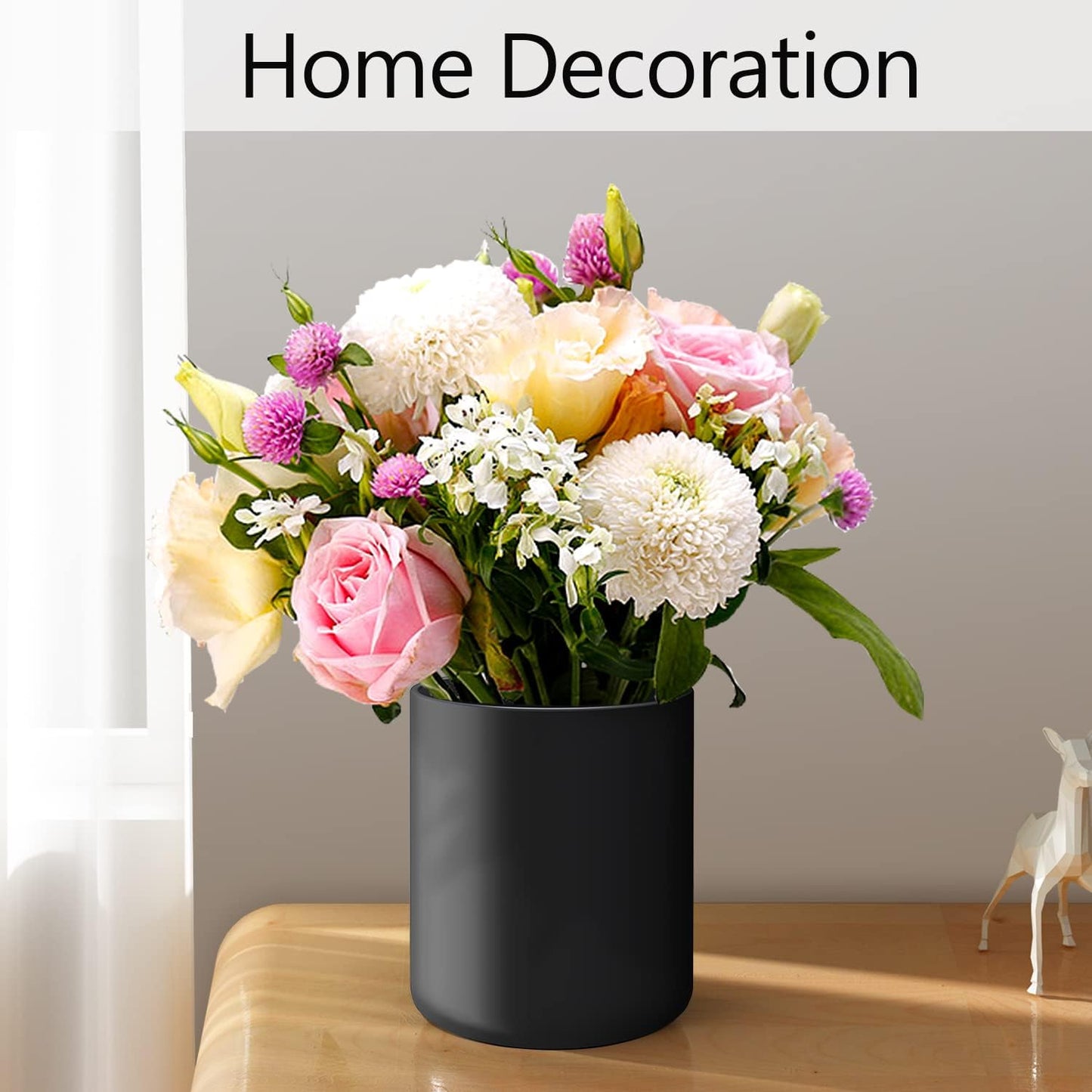 Black Kitchen Utensil Holder for Countertop, Large 7.2 Matte Ceramic Cooking Utensil Crock for Counter Easy to Clean, Modern Spatula Holder for Farmhouse Décor 7.2×5.8 INCH