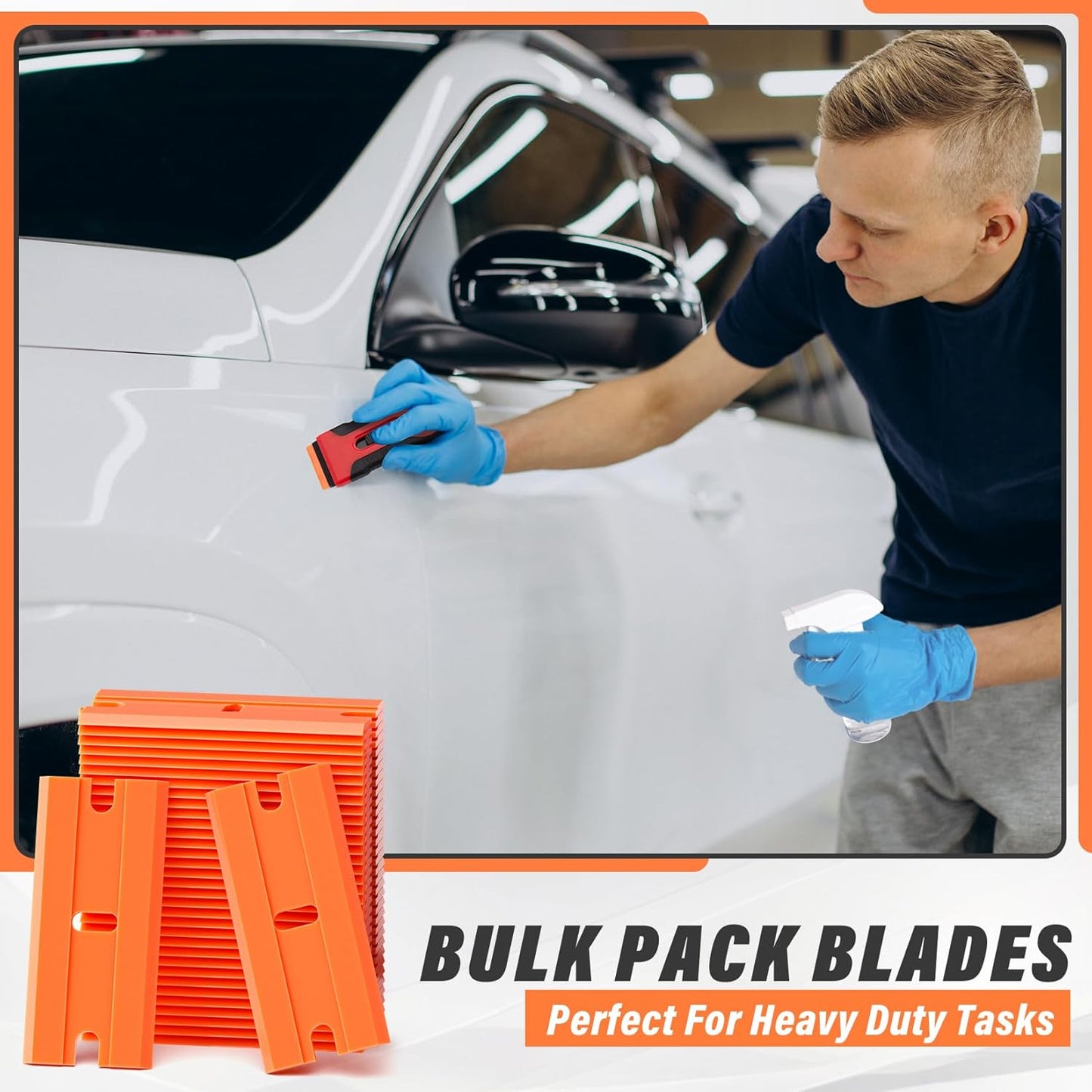 DIYSELF 600 Pack Plastic Razor Blades, Refill for Plastic Razor Blade Scraper, Universal Plastic Blades for Stains, Adhesives, Decals, Stickers, Labels, Double-edged Plastic Blade