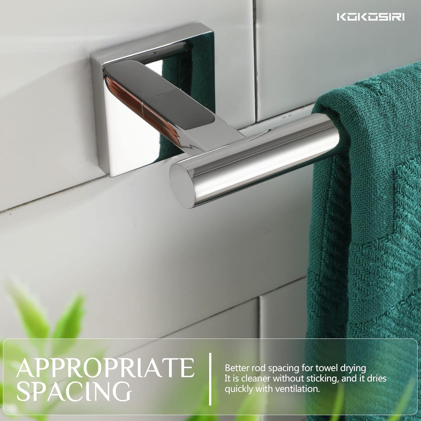 KOKOSIRI Bath Towel Bar Bathroom Towel Holder for Toilet Kitchen 24 Inch Necklace Holder, 2 Pack Chrome Stainless Steel B4005CH-L24-P2