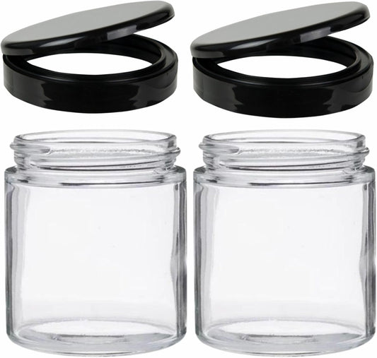 Jarming Collections Mason Jars - 16 oz Glass Extra Wide Mouth Pint Storage Jars with Black Flip Snap Lids - Made in USA