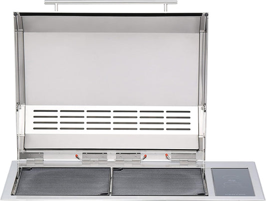 Kenyon Texan Built-In Electric Grill with Faceted Single Piece Lid and Standard Lite Touch Control, Stainless Steel Body, UL-Approved for Use Indoors and Outdoors, No-Flame Grill, 240 Volts