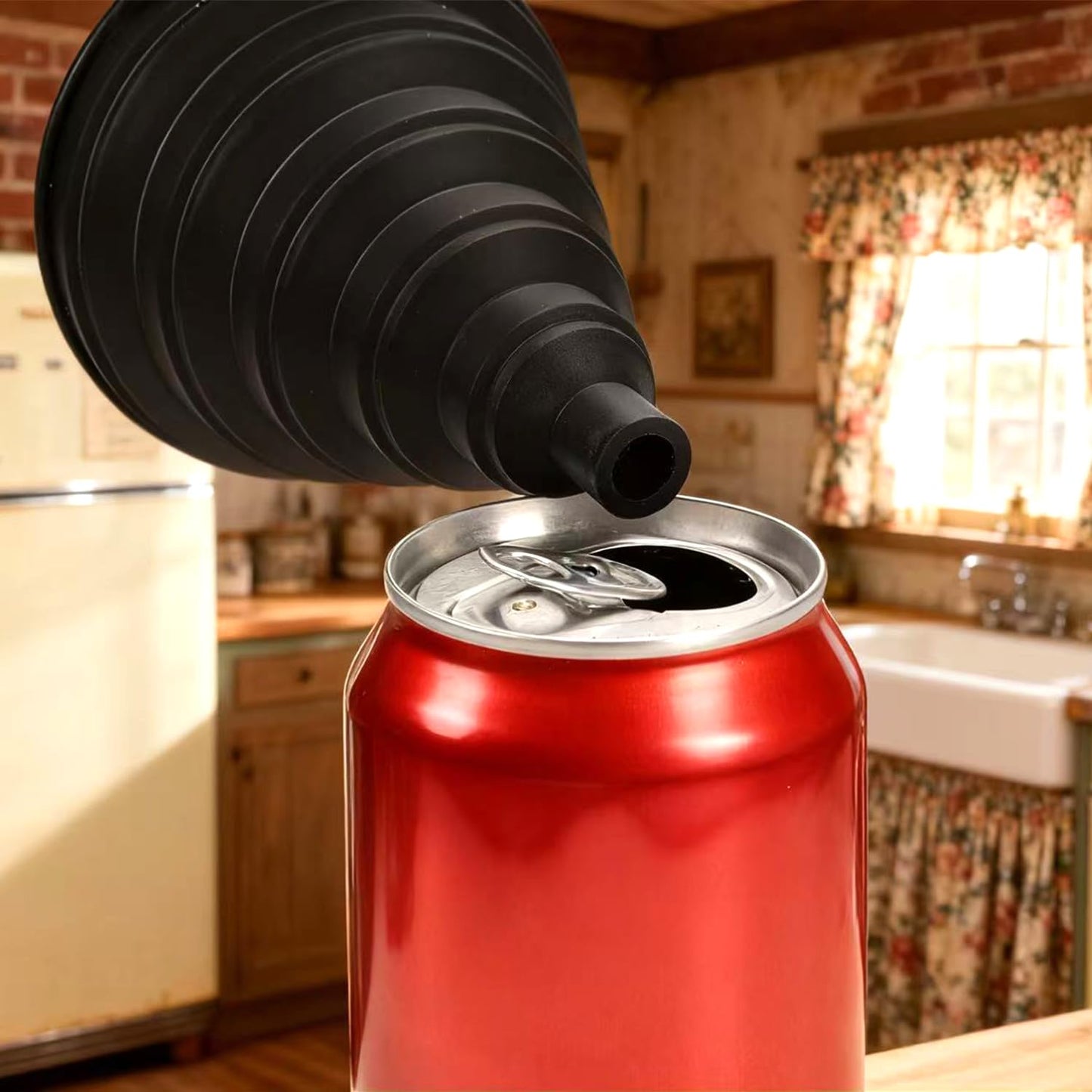 Funnels for Kitchen Use, Food Grade Silicone Collapsible Kitchen Funnel (Black)