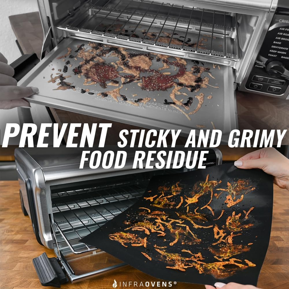 INFRAOVENS Reusable Mats Compatible with Ninja Foodi SP101 SP201 SP301 SP351, Toaster Oven Liners, Accessories for Countertop Convection Oven, Air Fryer Oven with Heat Resistant Non-Stick Liner