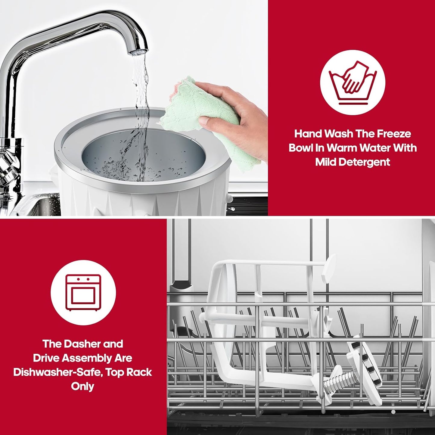 InnoMoon Ice Cream Maker Attachment for KitchenAid Stand Mixer, Compatible for Kitchenaid 4.5QT/5QT/6QT/7QT Stand Mixer, 2-Quart Frozen Yogurt, Sorbet Gelato Maker, Kitchen aid Ice Cream Maker(White)