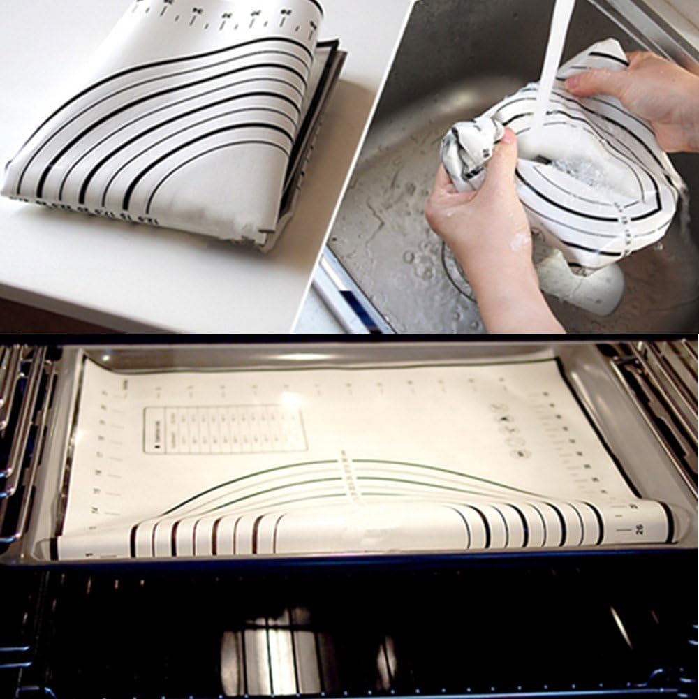 Silicone Baking Mats Set of 2,Large 23.62" x 15.74" Small 11.41" x 10.23",Non Stick Non Skid Pastry-Mat with Measurements (Red)