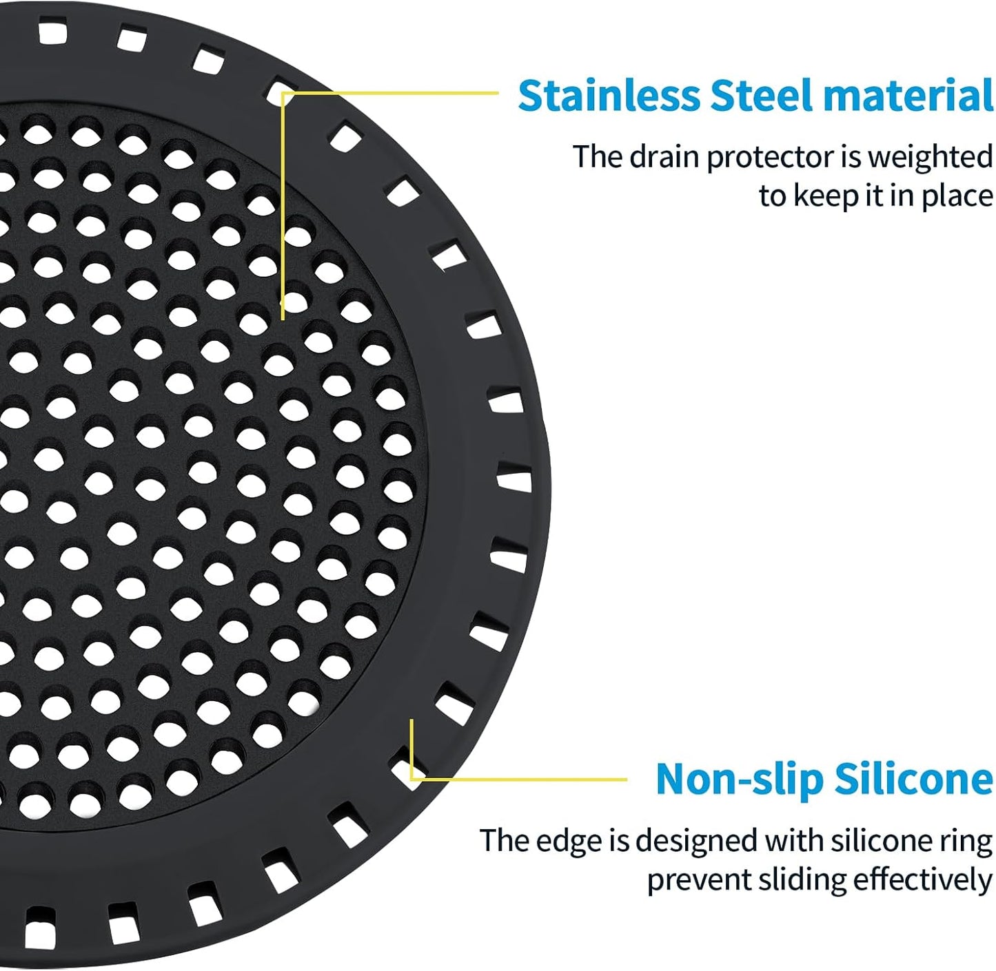 Shower Drain Hair Catcher,Aluvor Shower Drain Cover Bathtub Drain Strainers Weighted Metal Hair Trap Stopper Sink Drain Protector Filter Bathroom Flat Strainer Stopper