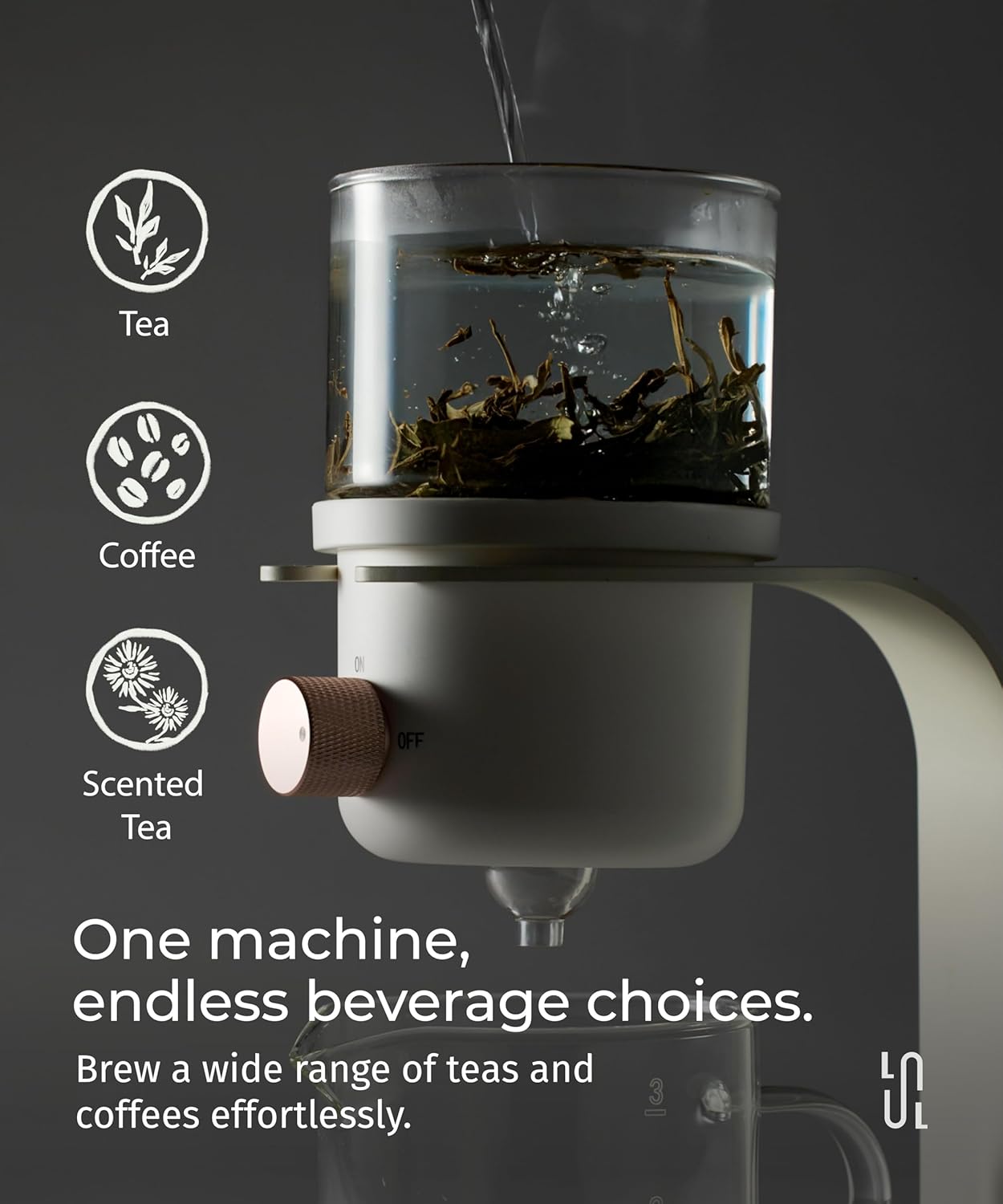 Glass Tea Pot with Infusers for Loose Tea and Drip Coffee Pour Over, Semi Automatic Tea Set with Magnetic Clear Teapot, Black