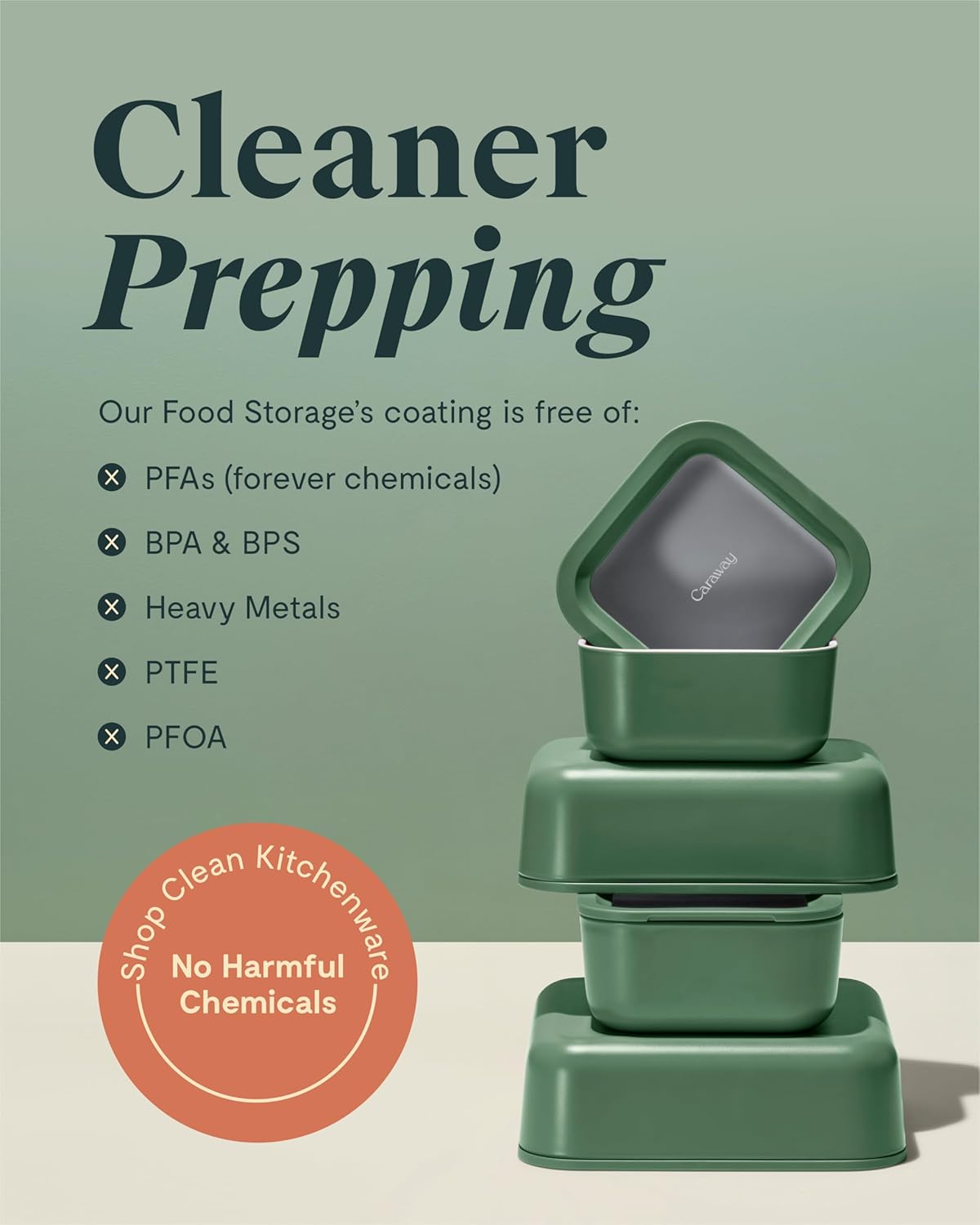 Caraway 3pc Glass Food Storage Set - 10, 6.6, & 4.4 Cup Containers - Ceramic Coated - Non-Toxic Non-Stick Lunch Box With Glass Lids - Dishwasher, Oven, & Microwave Safe - Perracotta