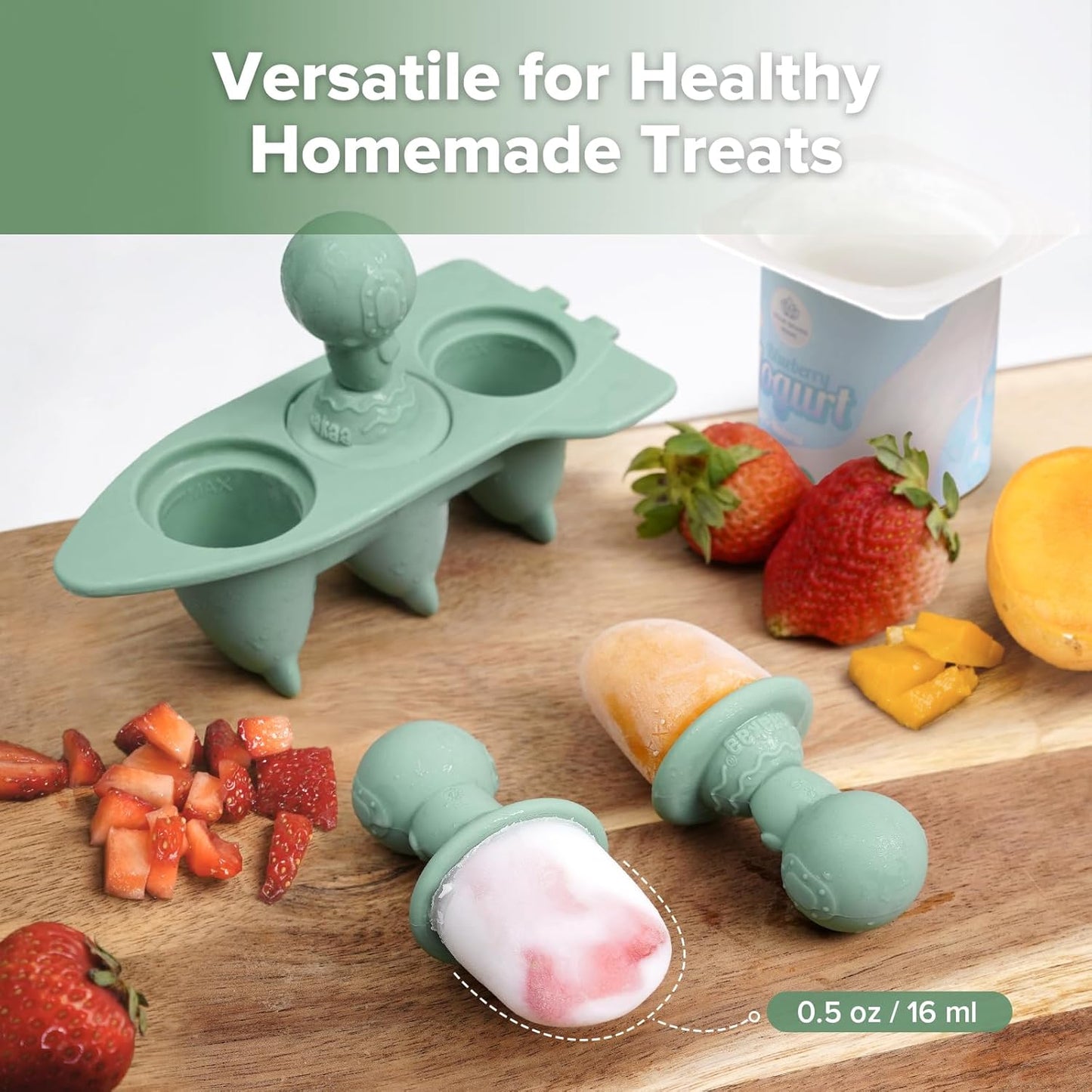 Haakaa Astronaut Ice Pop Mould Set – Mini Silicone Breastmilk Popsicle Molds with Sticks, Anti-Choking Design, Ideal for Baby Teething Relief, Frozen Breastmilk Treat Maker for Infant