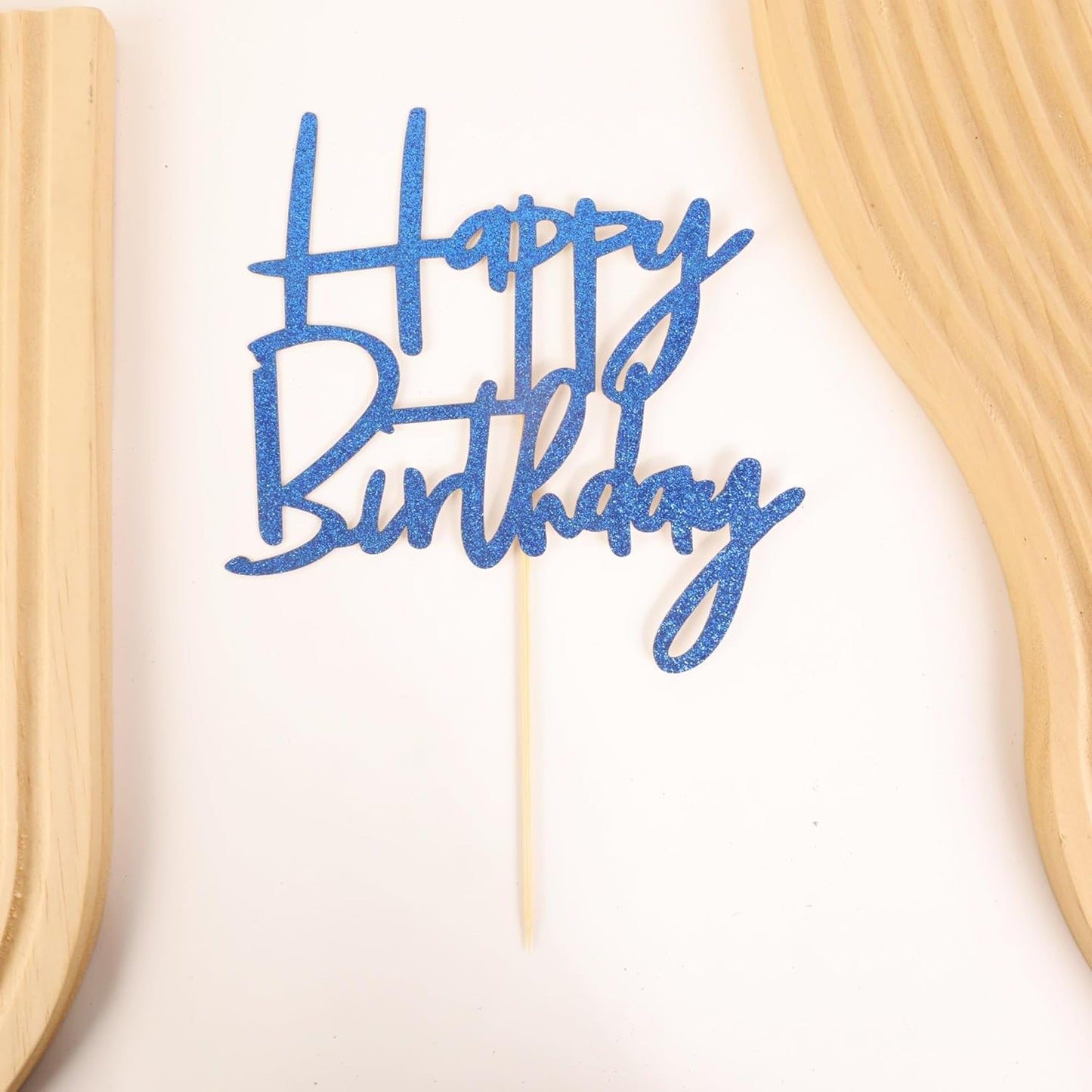 Happy Birthday Cake Topper - Glitter Dark Blue Birthday Cake Top Decorations (Dark Blue)