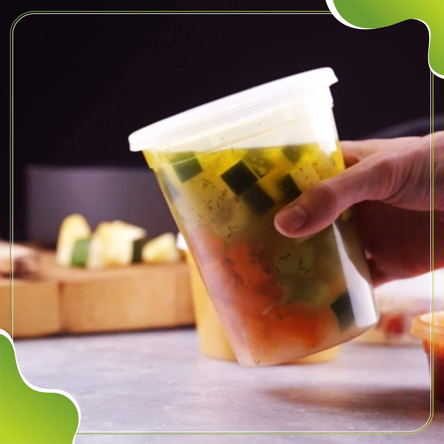 Deli Containers with Leakproof Lids-60 Sets [ 20sets-8oz, 20sets-16oz, 20sets-32oz] BPA-Free Plastic Microwaveable Clear Food Storage Container Premium Heavy-Duty, Freezer & Dishwasher Safe…