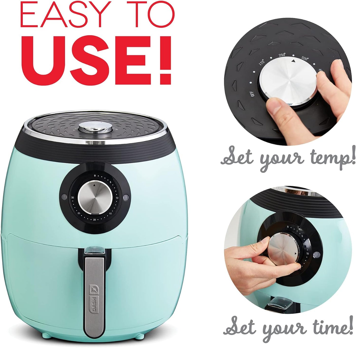 DASH Deluxe Electric Air Fryer + Oven Cooker with Temperature Control, Non-stick Fry Basket, Recipe Guide + Auto Shut Off Feature, 1700-Watt, 6 Quart - Aqua