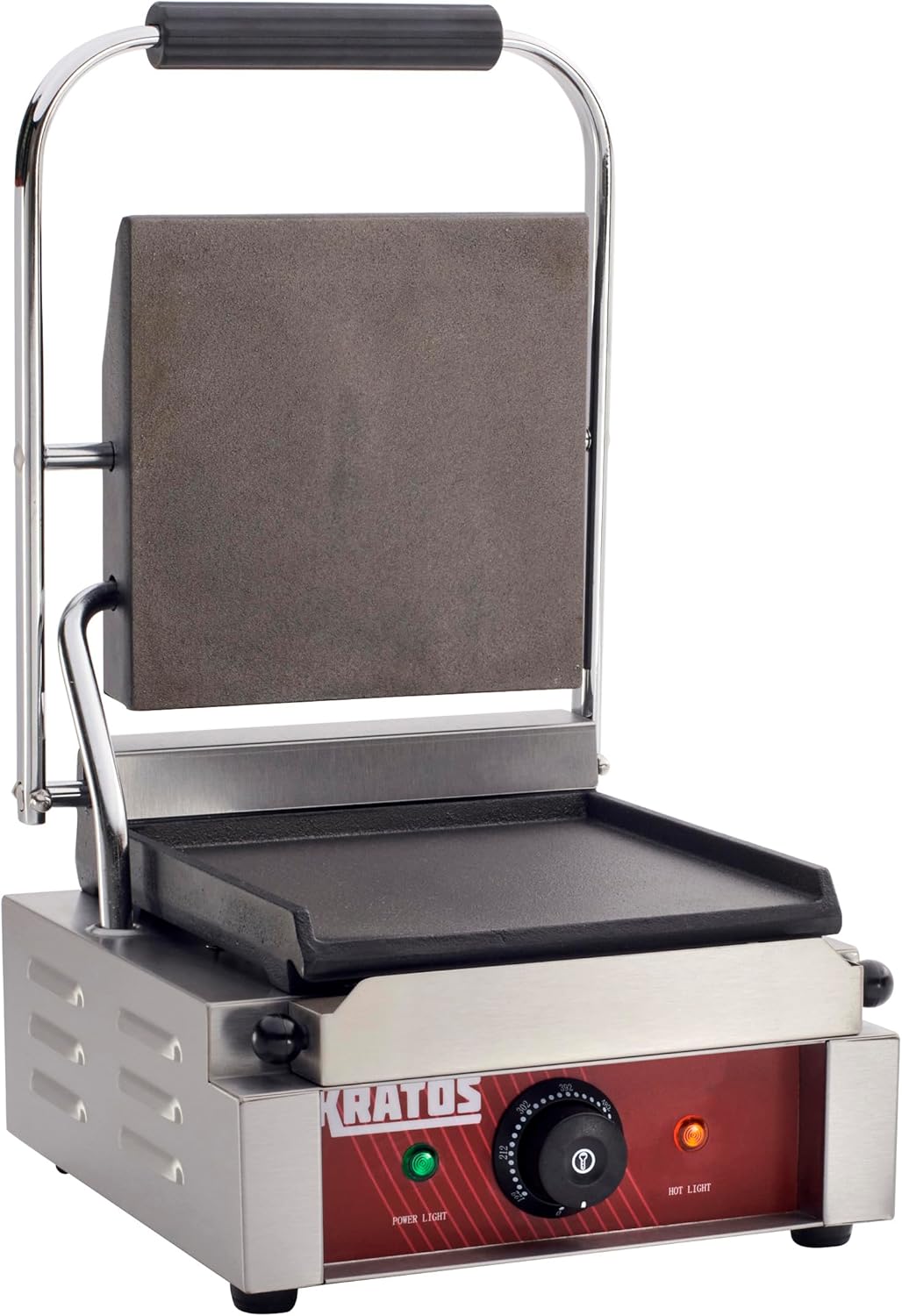 Kratos Commercial Electric Panini Sandwich Grill with Smooth Plates, 9" x 9" Cooking Surface, Commercial Countertop Panini Press, 120V, 1750W (29Y-018)