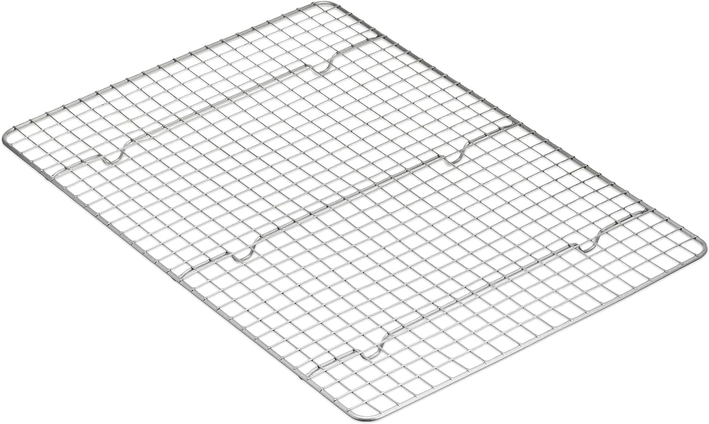 Amazon Basics Ceramic Nonstick Baking Sheet & Cooling Rack Set, Non-Toxic, Half Sheet Size - 1 Pack, Gray