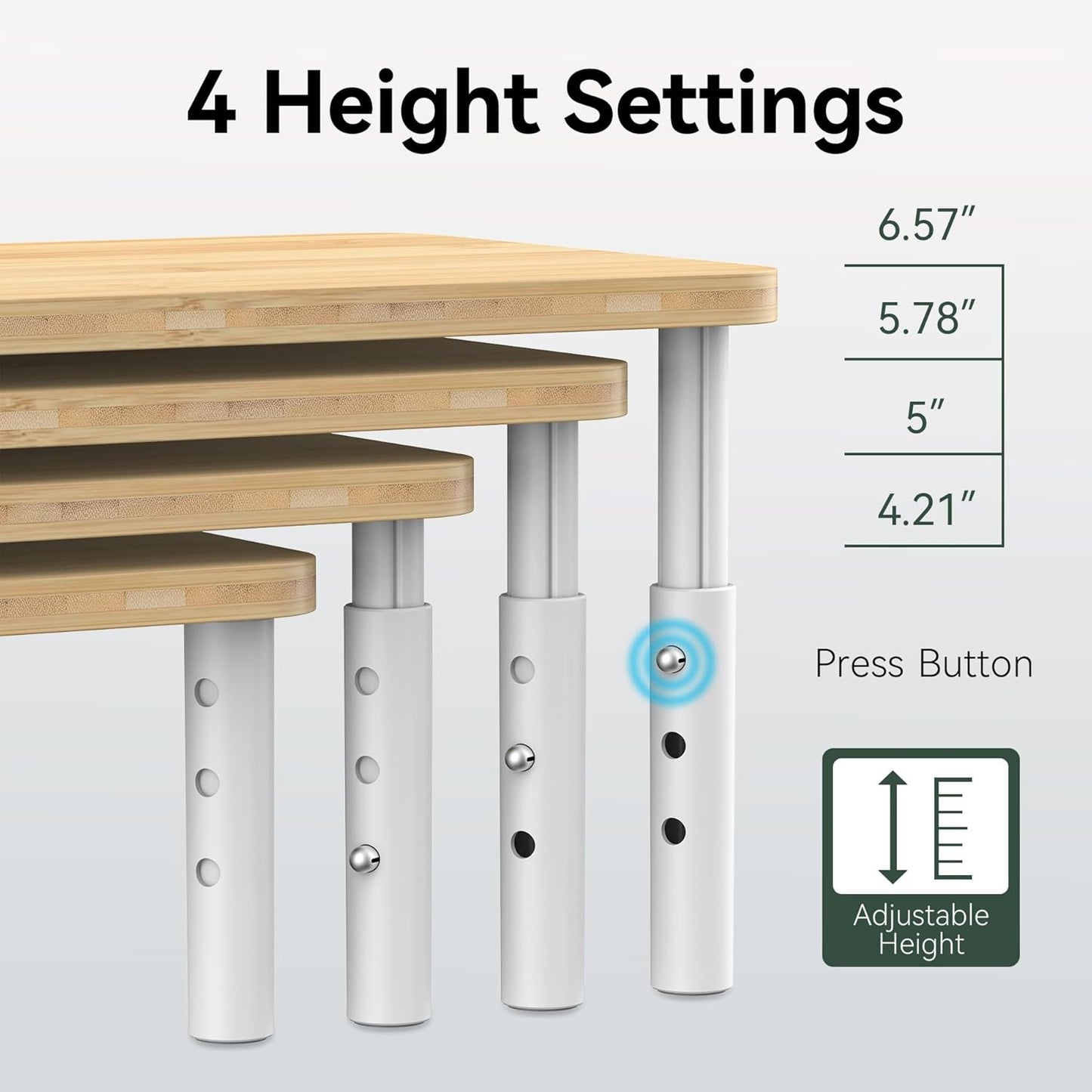 Cabinet Organizer Shelf, Spice Rack Set of 2 Kitchen Pantry Cupboard Shelves, Stackable, Height Adjustable, Natural Bamboo (11.7" Wx77.Dx6.57 H per Pack)