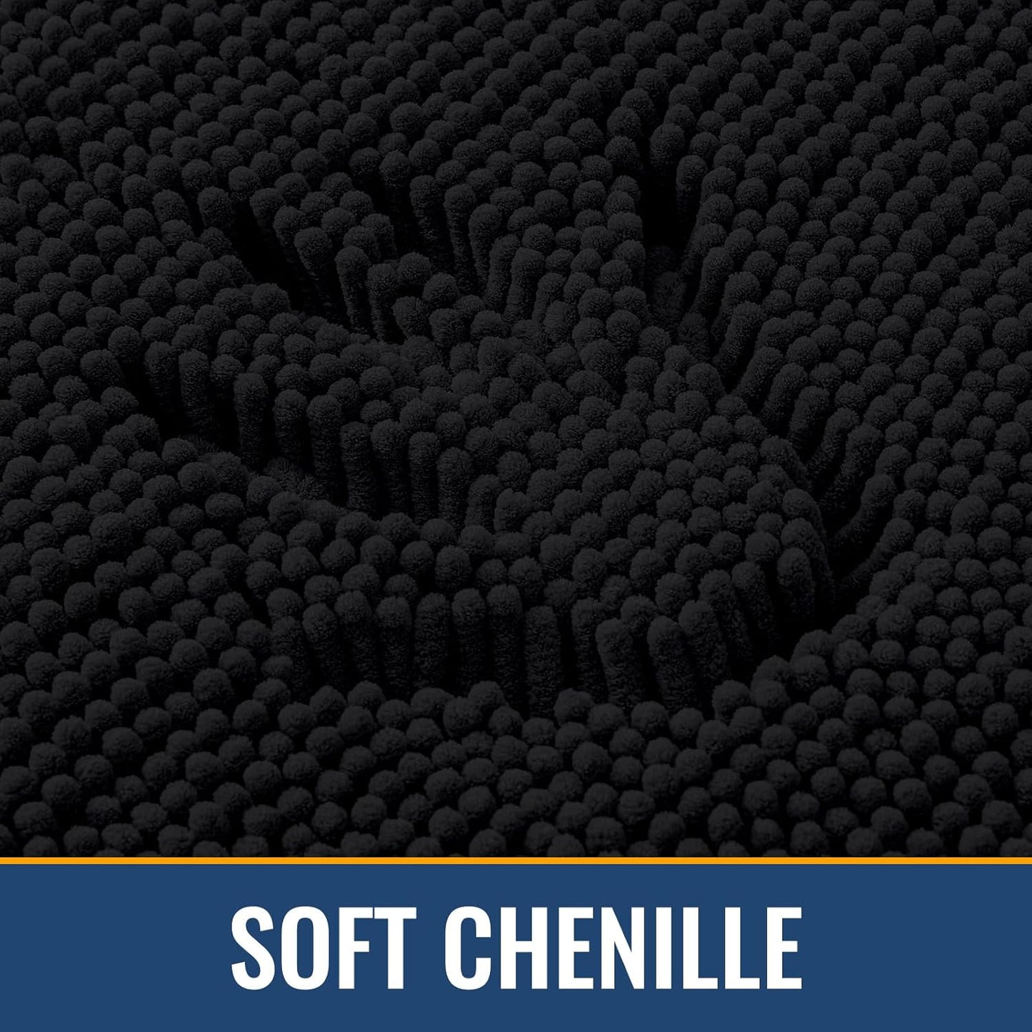 Arotive Bathroom Rugs 47x32, Extra Soft Absorbent Shaggy Chenille Bath Rugs, Machine Washable Rubber Backing Non-Slip Bath Mats for Bathroom Floor Tub and Shower, Home Decor Accessories, Black