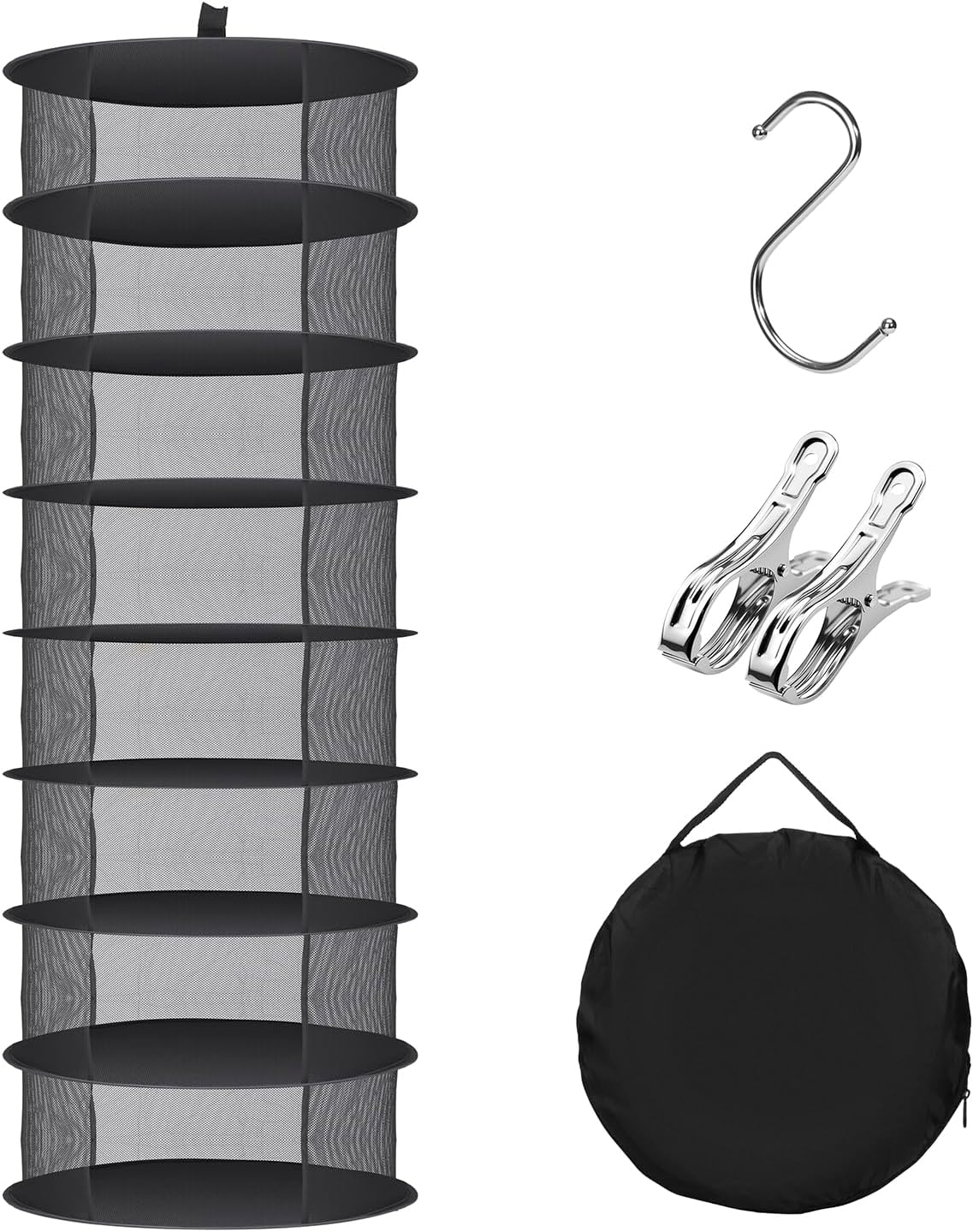 Herb Drying Rack Hanging Collapsible Drying Net for Garden Hydroponic Plant, Flowers, Herbs,Dry Mesh Folding Dryer (8 Layer)