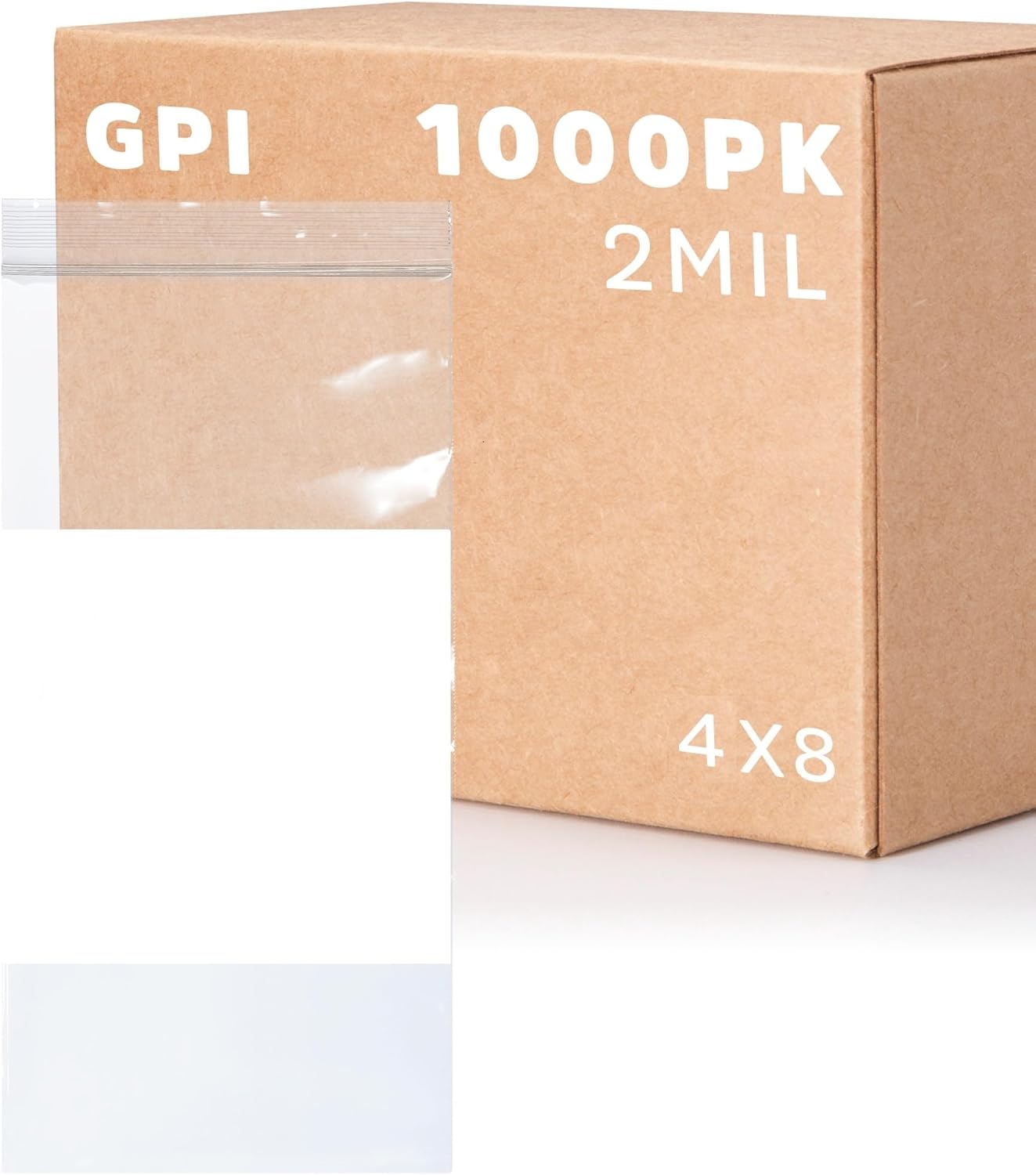 1000 Count, 4" x 8" Zip Bags, 2 Mil Thick Clear Plastic Reclosable Zipper Lock Bags with Write-on White Block, with Resealable Zip Top Lock for Food Storage, Jewelry, Candy.