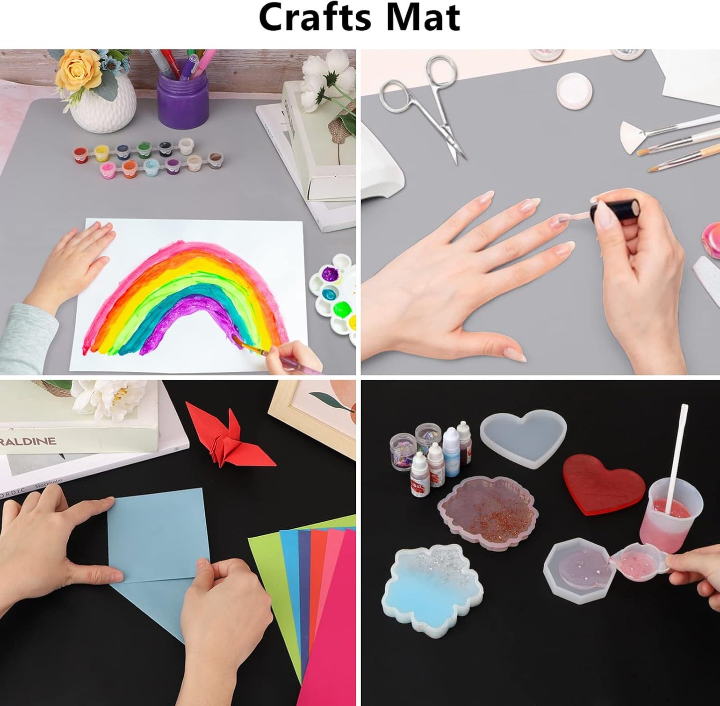 Gartful Silicone Mats for Crafts, 2 Pack Resin Jewelry Casting Molds Sheets, Extra Large Silicone Placemat, Countertop Protector, Nonstick Nonskid Heat-Resistant, Black & Light Grey (27.6 x 19.7 inch)