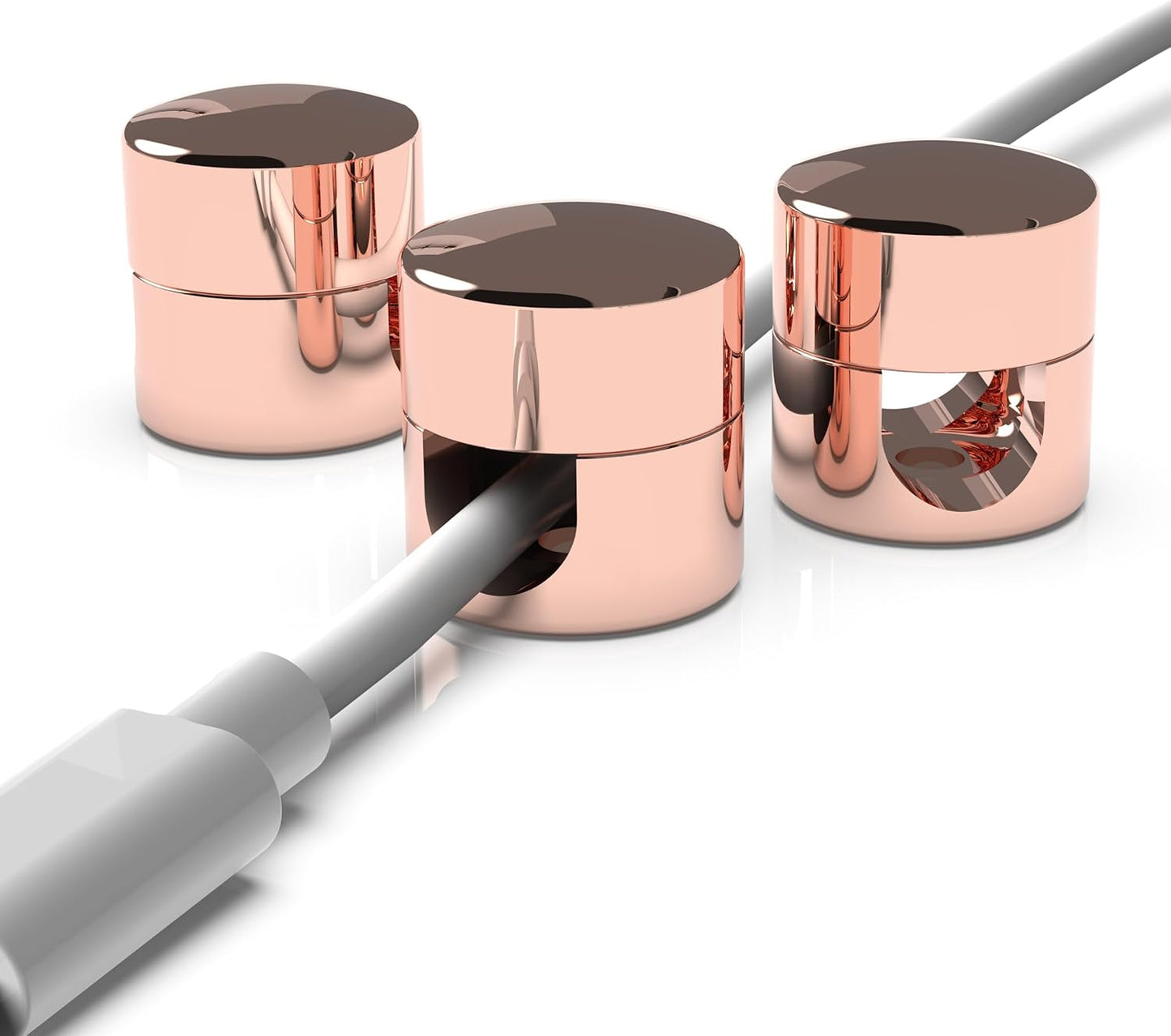 Cable Anchors for Desk Organization | Premium Aluminum Cord Organizers | Charger + Cable Management Clips for Home & Office | Stylish, Sturdy, & Functional | (3 Pack) (Copper)