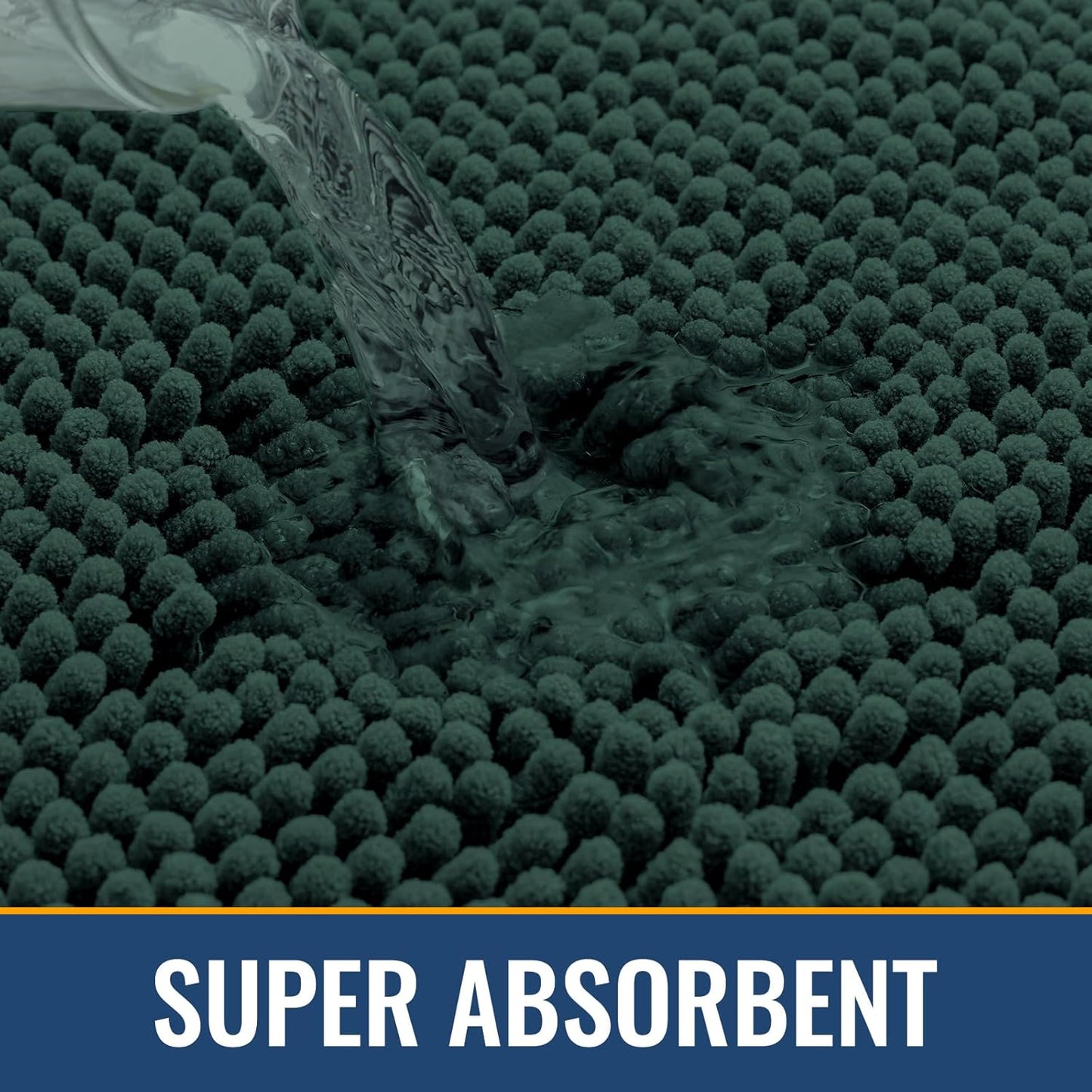 Arotive Bathroom Rugs 24x16, Extra Soft Absorbent Shaggy Chenille Bath Rugs, Machine Washable Rubber Backing Non-Slip Bath Mats for Bathroom Floor Tub and Shower Home Decor Accessories, Blackish Green