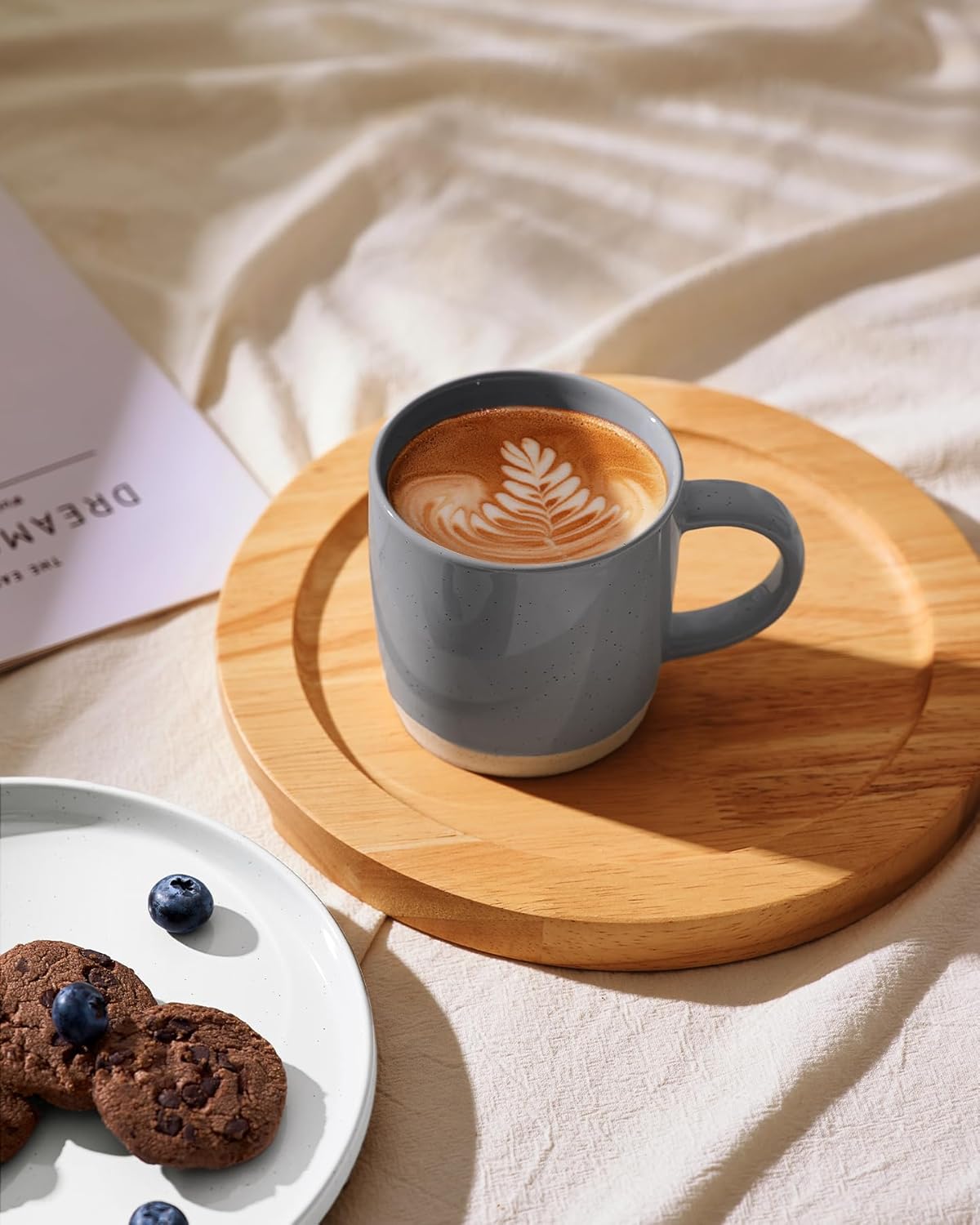 famiware Coffee Mugs for 4, 12 oz Mug Set, Drinking Cup with Handle for Coffee, Tea, Cocoa, Milk, Milkyway serise, Dark Gray