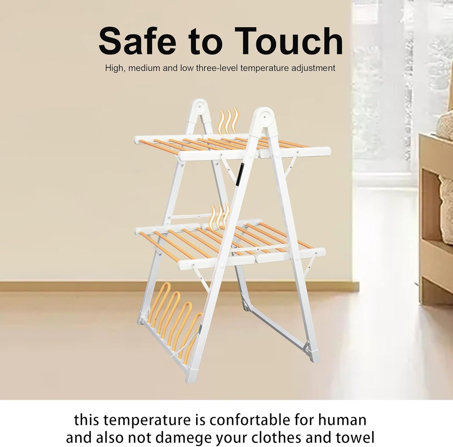 Electric Heated Clothes Drying Rack,Foldable Heated Garment Dryer with Timer Shut-Off Laundry Rack for Clothes Shoes Socks,Aluminum Alloy,White,Plug & Play,(39.37x25.98x23.82in)