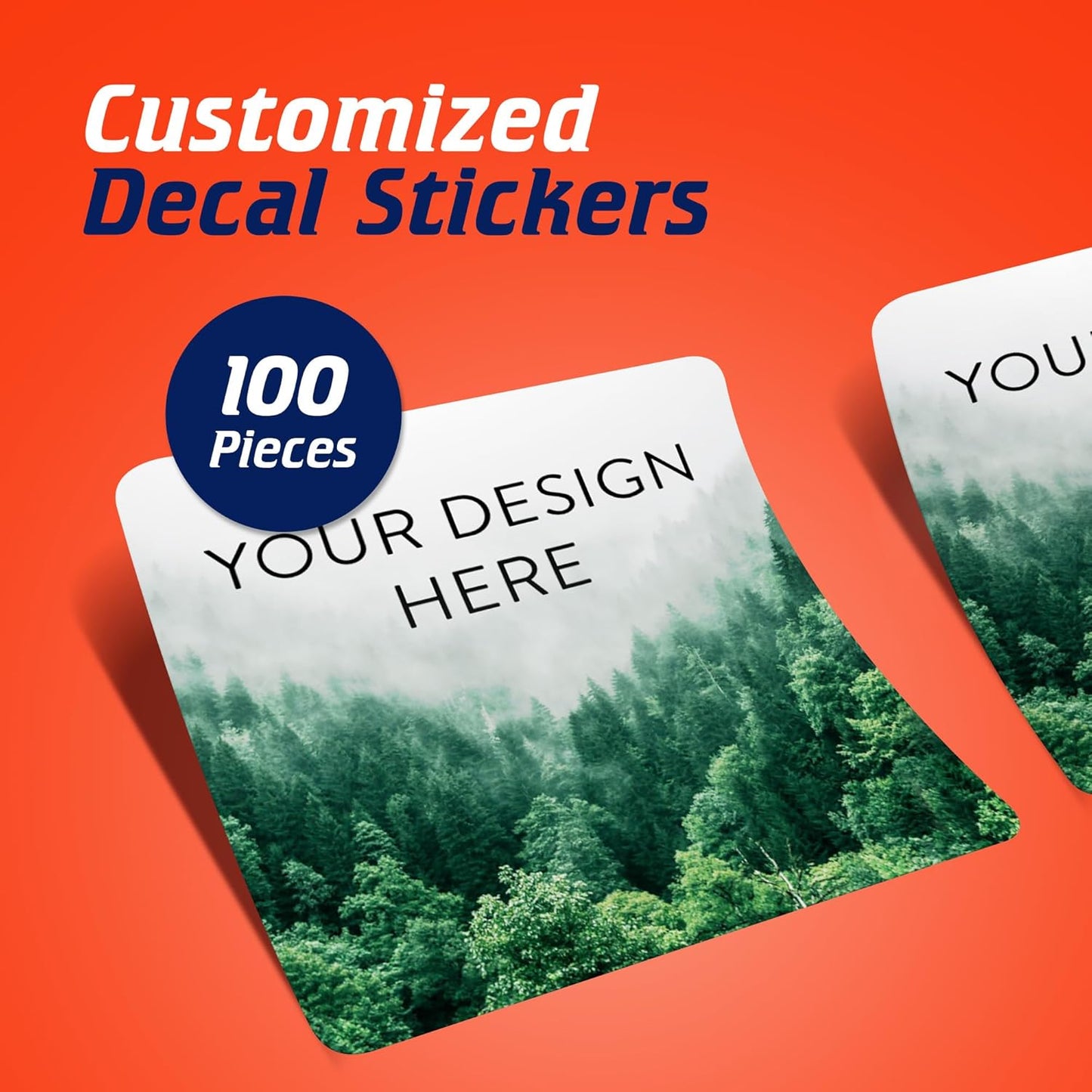 100 Custom Vinyl Stickers - Upload Your own Image, Text, Design, Logo - Personalized Logo Labels for Handmade, Packaging, Bottle, Jars, Candle, Brand Stickers (Foggy Valley, 4x4 Square)