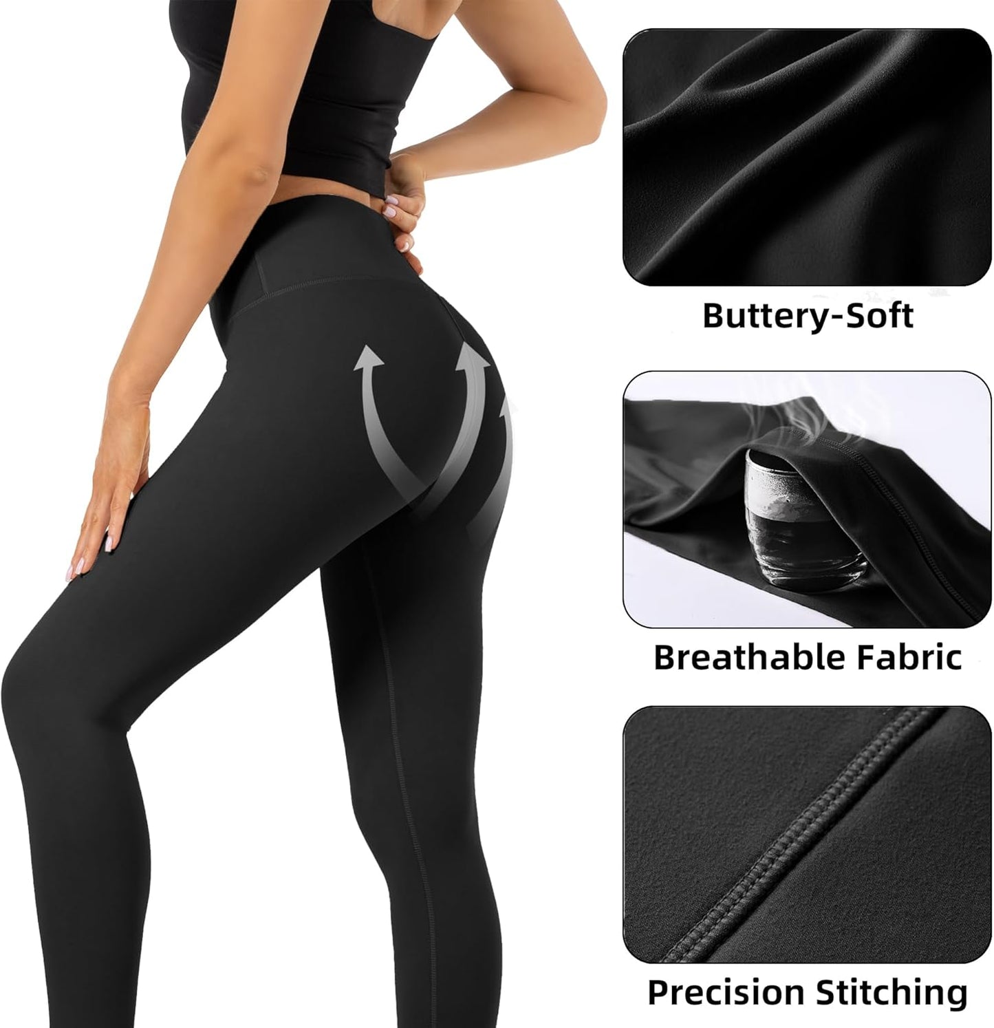 CHANAN High Waist Butt Lifting Leggings for Women Buttery Soft Breathable Yoga Pants with Hidden Pocket Tummy Control Gym