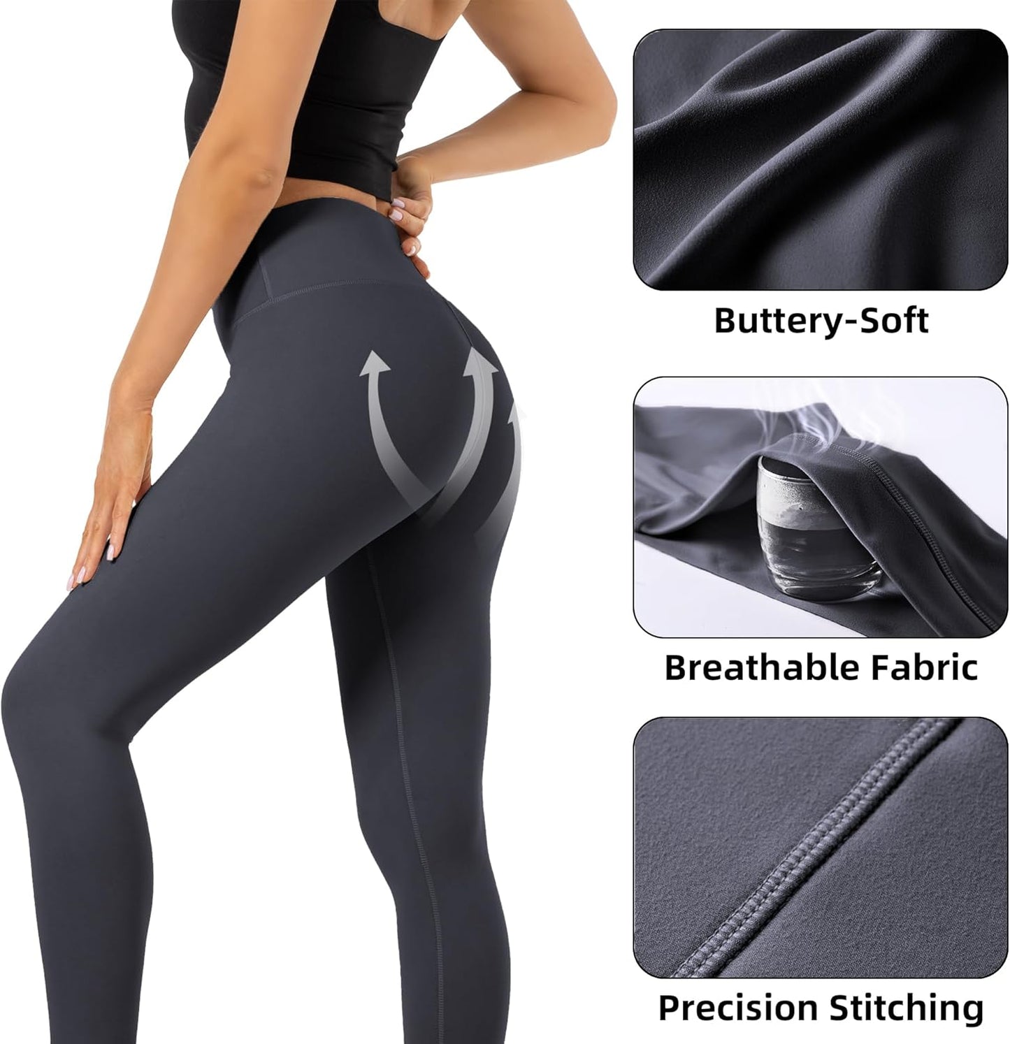 CHANAN High Waist Butt Lifting Leggings for Women Buttery Soft Breathable Yoga Pants with Hidden Pocket Tummy Control Gym