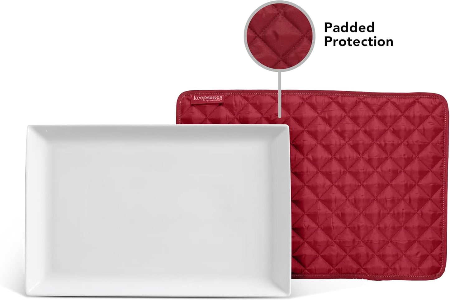 Covermates Keepsakes - Quilted Divider Set - Set of 4 - Scratch & Breakage Protection - Stain Resistant - Machine Washable - China Storage, Red