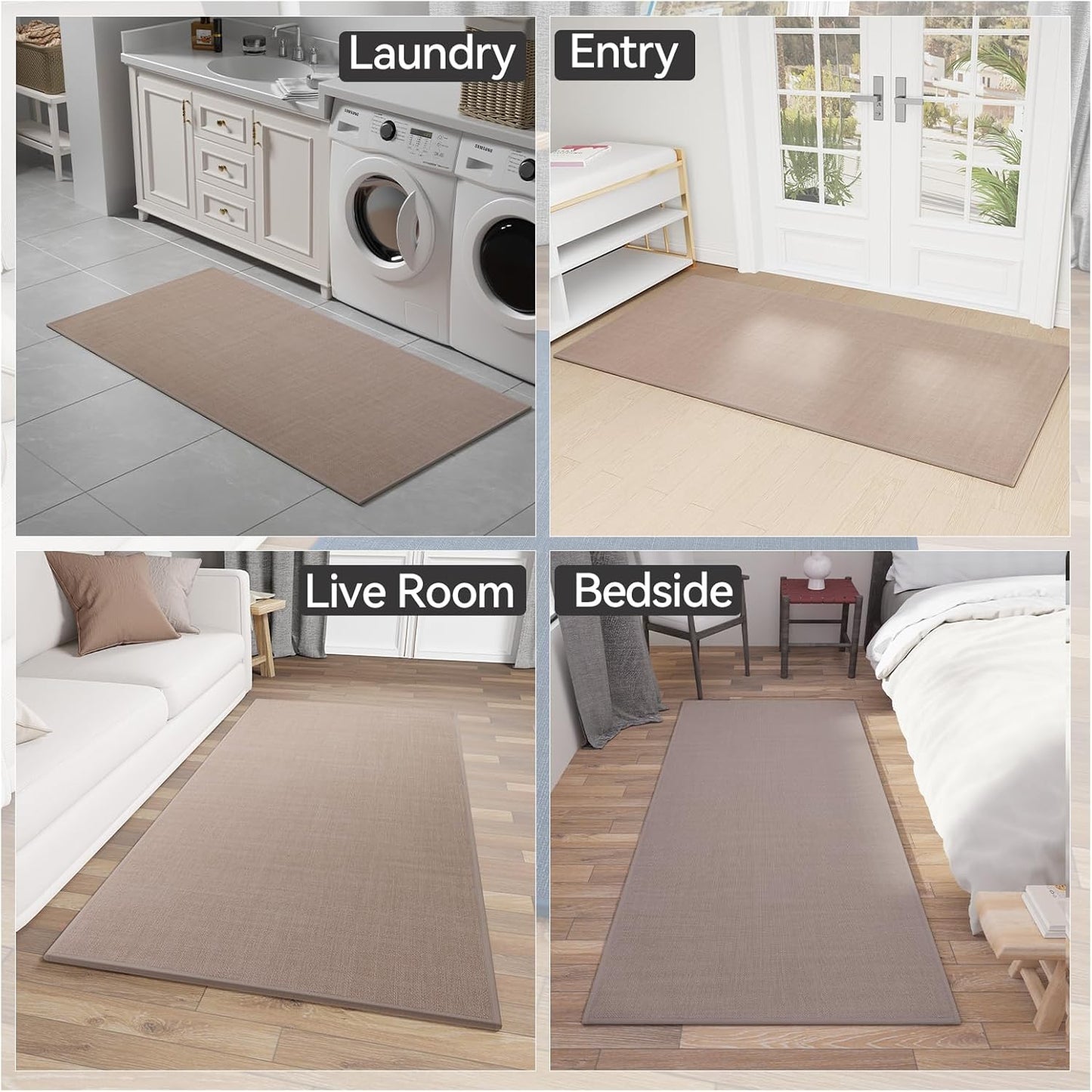 Kitchen Mat, Cushioned Non Slip Rugs for Kitchen Floor, Absorbent Runner Comfort Standing Mats Washable for Kit, Office, Home (Camel, 35.4"x71")