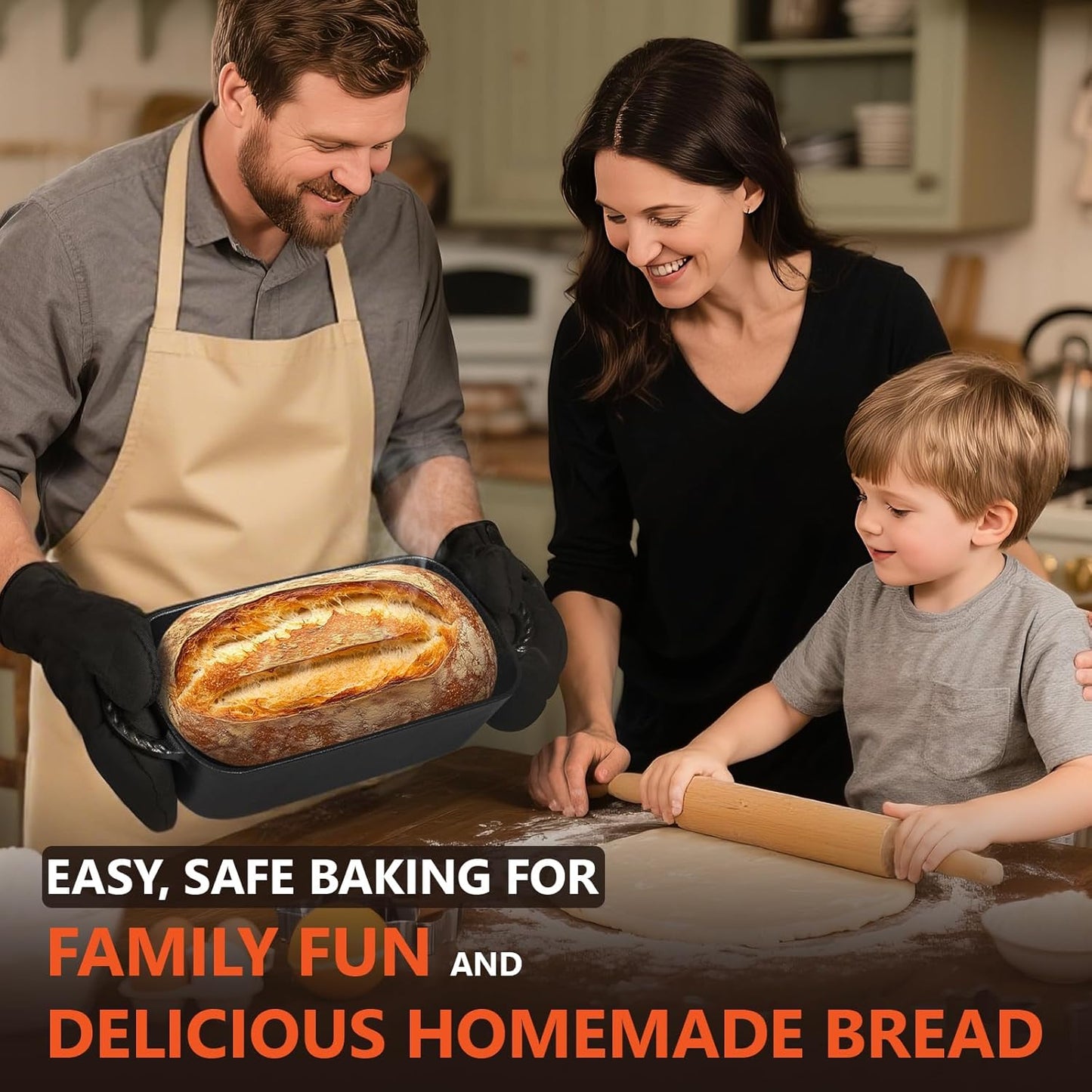 9.5×5 Inch Cast Iron Loaf Pan - Pre-Seasoned Sourdough Bread Baking Pan, Even Heat Distribution for Homemade Bread