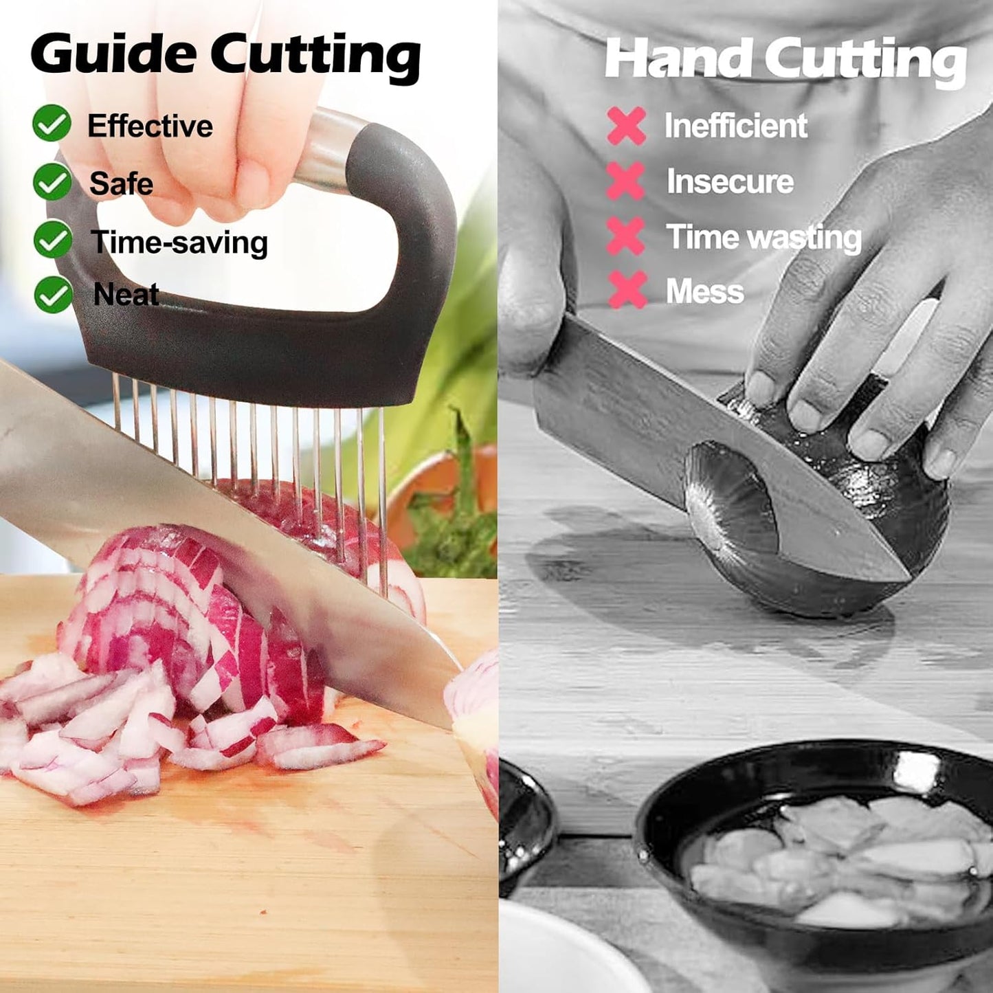 JAYVAR Large Onion Holder for Slicing, 2Pieces Large Onion Cutter Veggie Chopper, Stainless Steel Tomato Slicer Blooming Onions Potato Slicer, Practical Meat Tenderizer, Egg Slicers Kitchen Gadgets