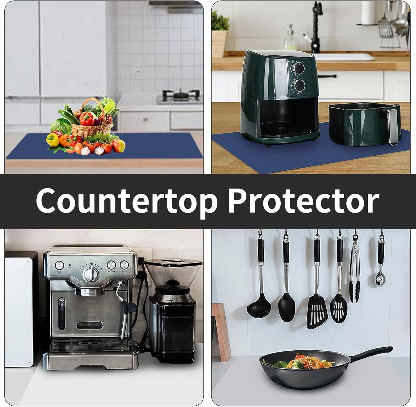 2MM Super Thick Large Silicone Mat, 23.6"x31.5", Non-Slip Heat Resistant, Thicken Kitchen Counter Mats, Waterproof Countertop Protector for Craft (Dark Grey)