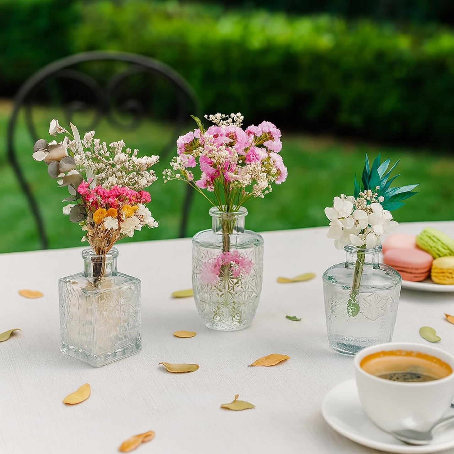 Glass Bud Vase Set of 12 Pcs, Small Clear Bud Vases for Flowers, Vintage Vases for Centerpiece Table Wedding Decorations Home Decor Glass Bottles for Birthday Party Anniversary