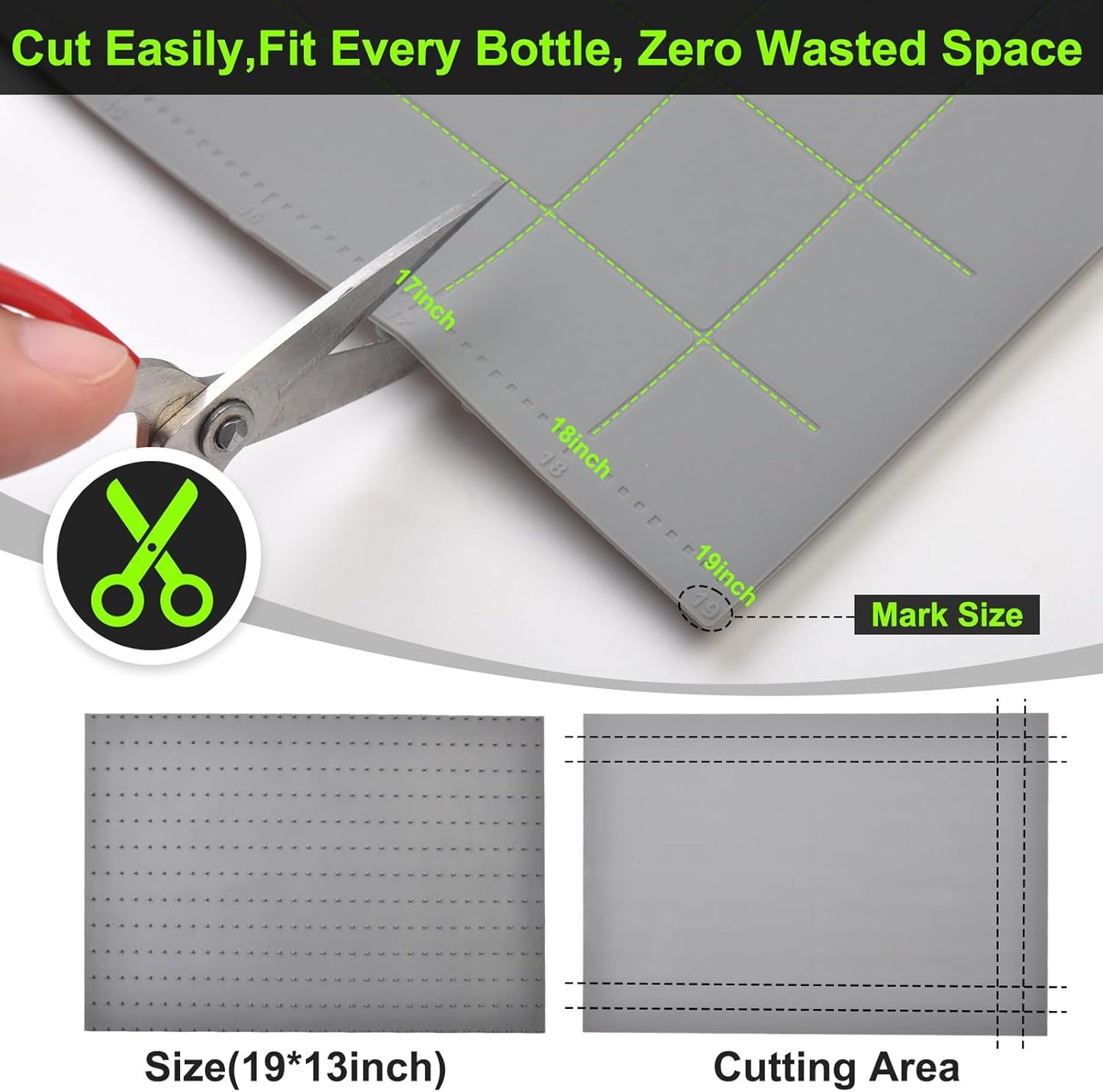 Gosmol Spice Drawer Organizer insert, Adjustable & Non-Slip Silicone Spice Drawer Liner for Seasoning Jars and Spice Bottles, Set of 2-Grey