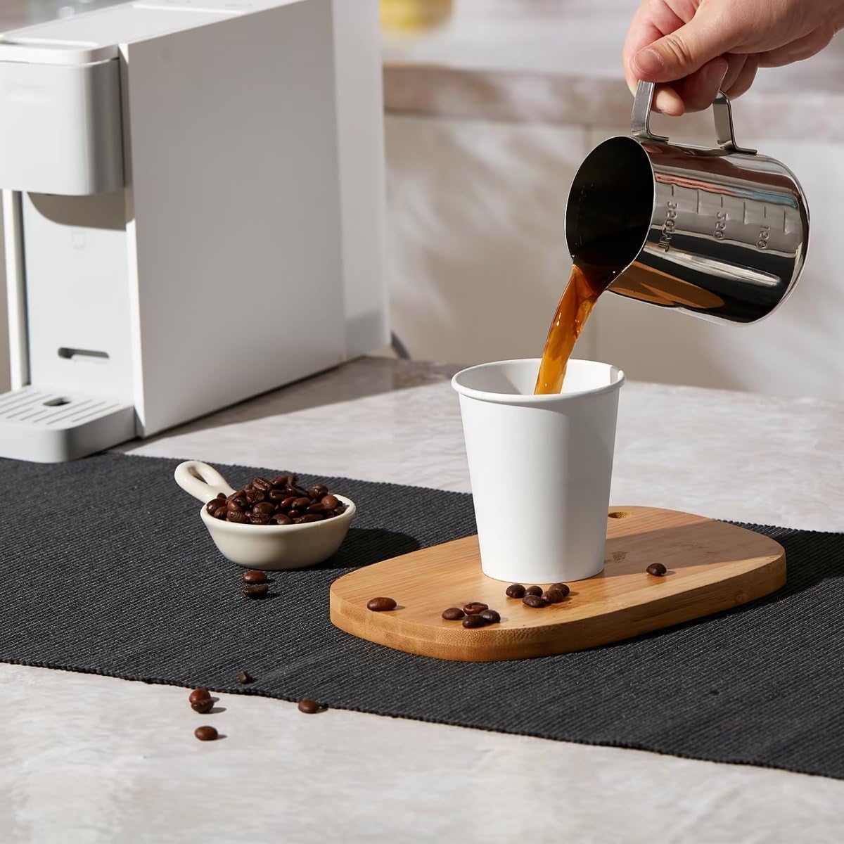 JOLLY PARTY 300 Pack 8 oz Disposable Paper Coffee Cup, Hot/Cold Beverage Drinking Cups for Water, Paper Coffee Cups, White Paper Hot Coffee Cups