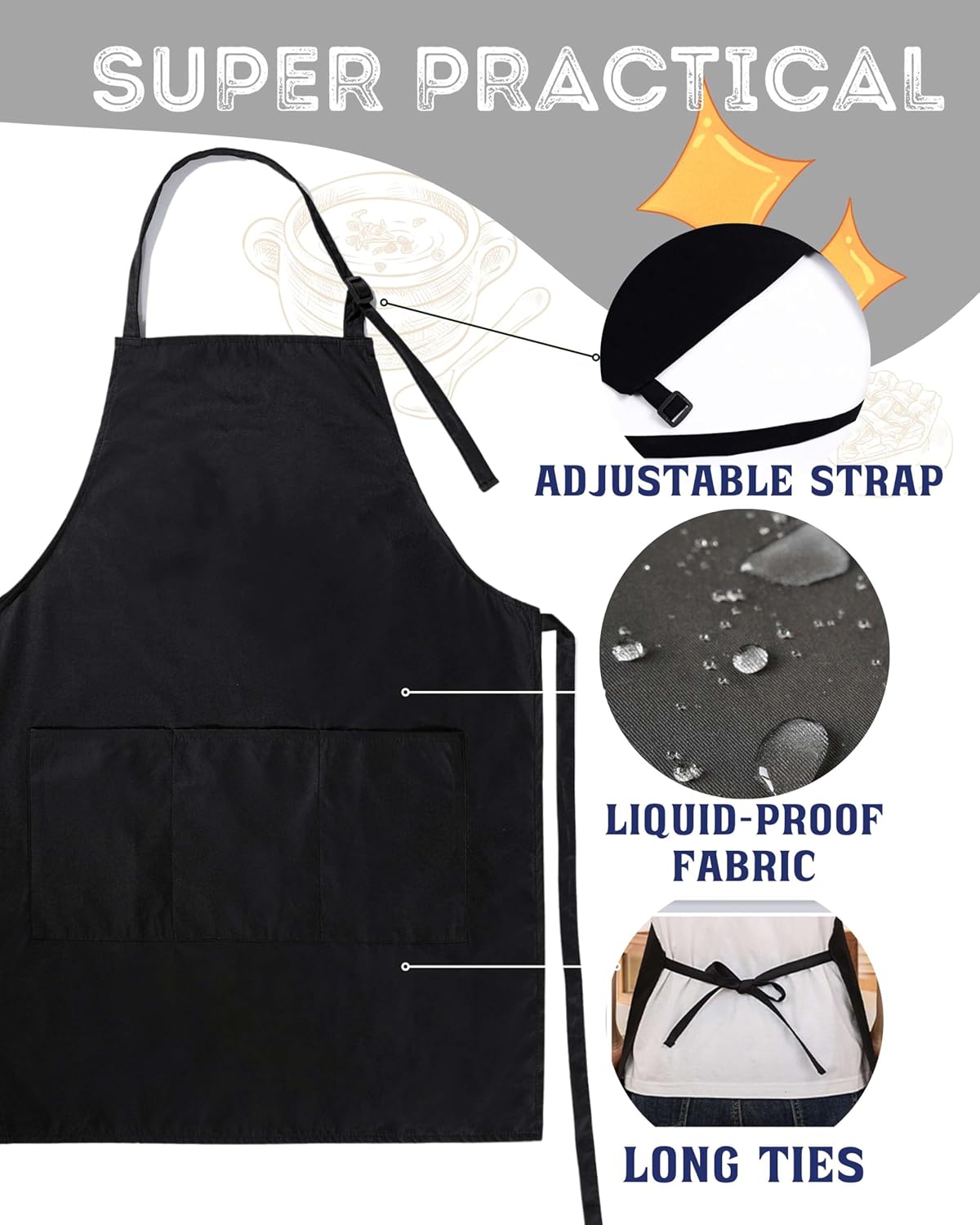 InnoBeta New York City Skyline Apron, Unisex Adult, Kitchen Apron with Pockets and Adjustable Neck Strap