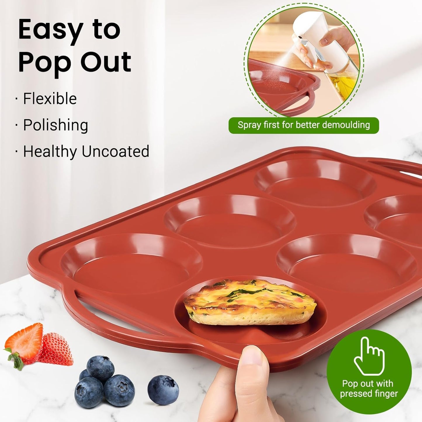 JOERSH 4 Inch Jumbo Silicone Muffin Top Pan with Metal Frame, Non Stick Silicone Egg Mold for Oven, Large Whoopie Pie Baking Pan for English Muffin, Breakfast Sandwich, Egg Bite, Hamburger Bun Tart